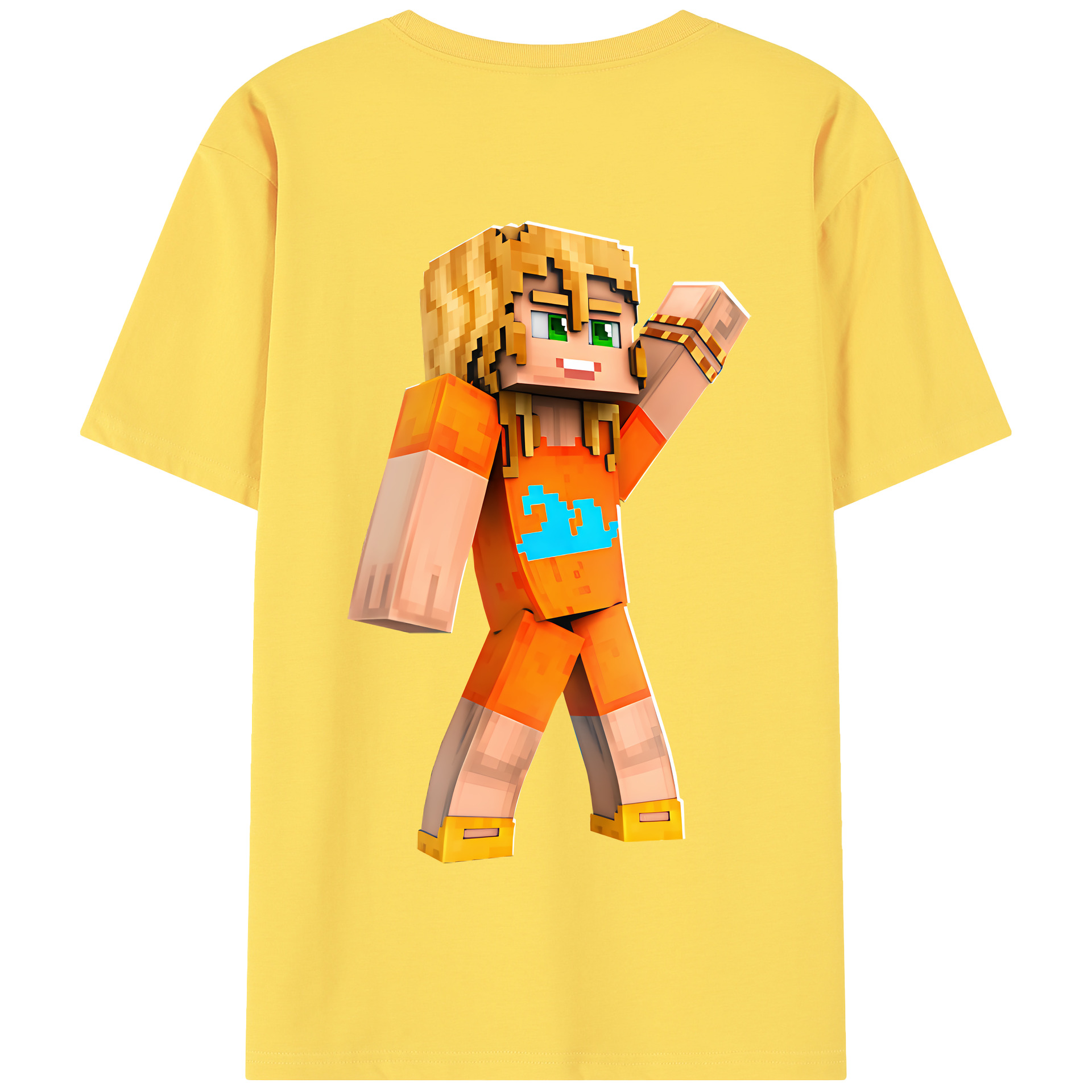 （画像用） マインクラフト ブロックの世界 Minecraft MC Block world 綿100％半袖Tシャツ（背面プリント）