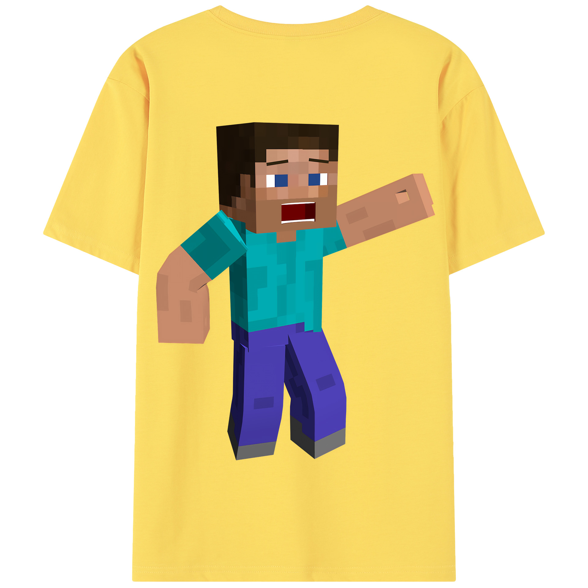 （画像用） マインクラフト ブロックの世界 Minecraft MC Block world 綿100％半袖Tシャツ（背面プリント）