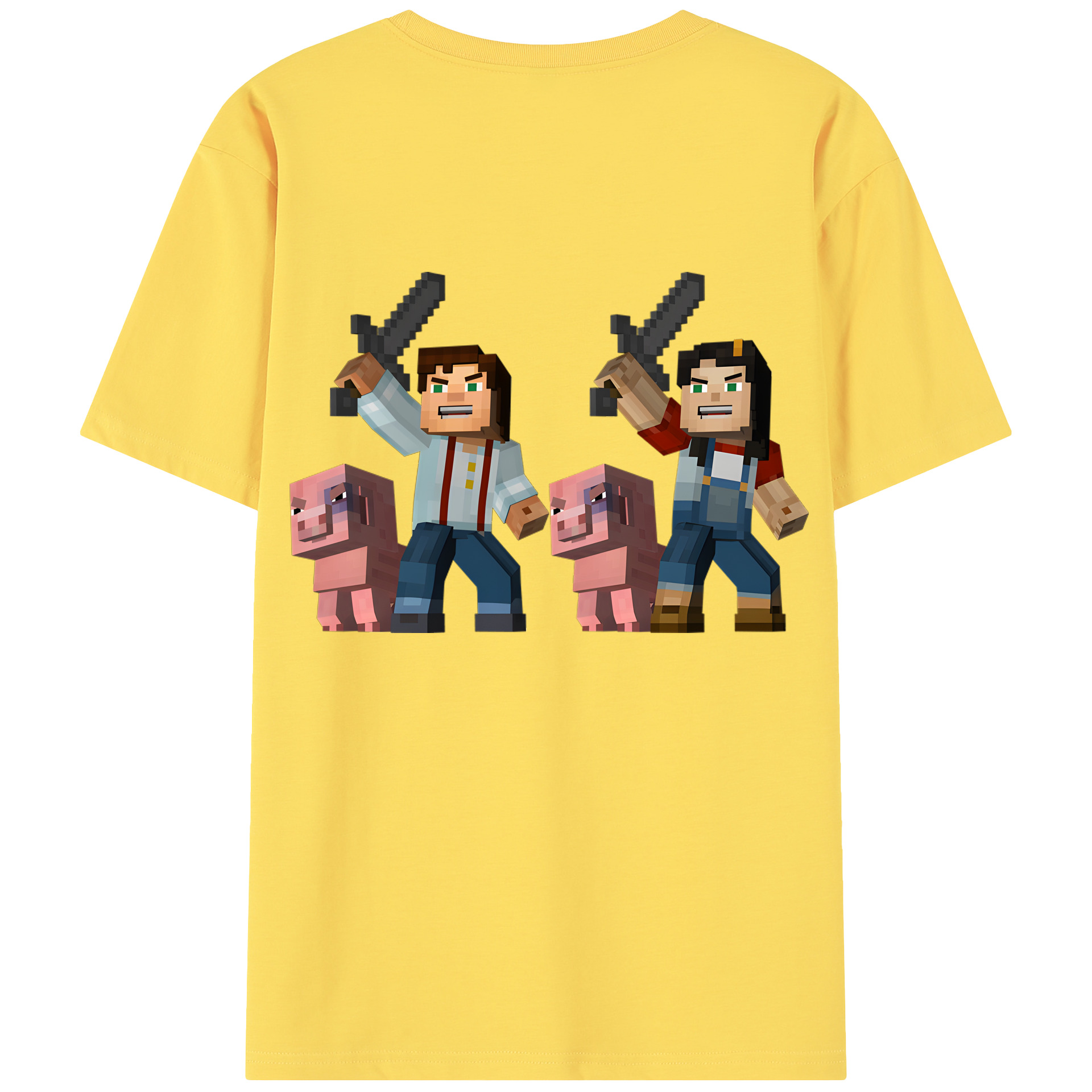 （画像用） マインクラフト ブロックの世界 Minecraft MC Block world 綿100％半袖Tシャツ（背面プリント）