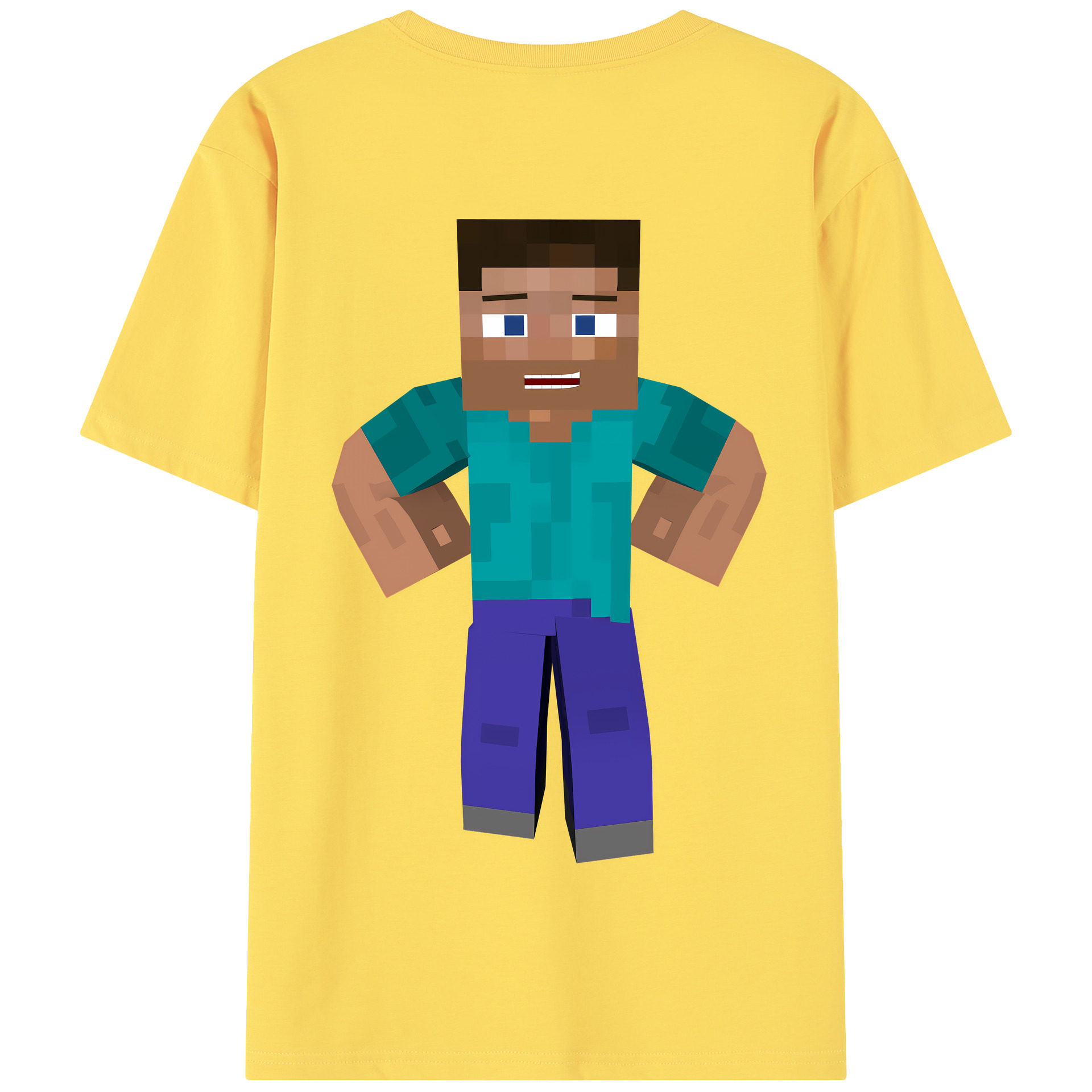 （画像用） マインクラフト ブロックの世界 Minecraft MC Block world 綿100％半袖Tシャツ（背面プリント）