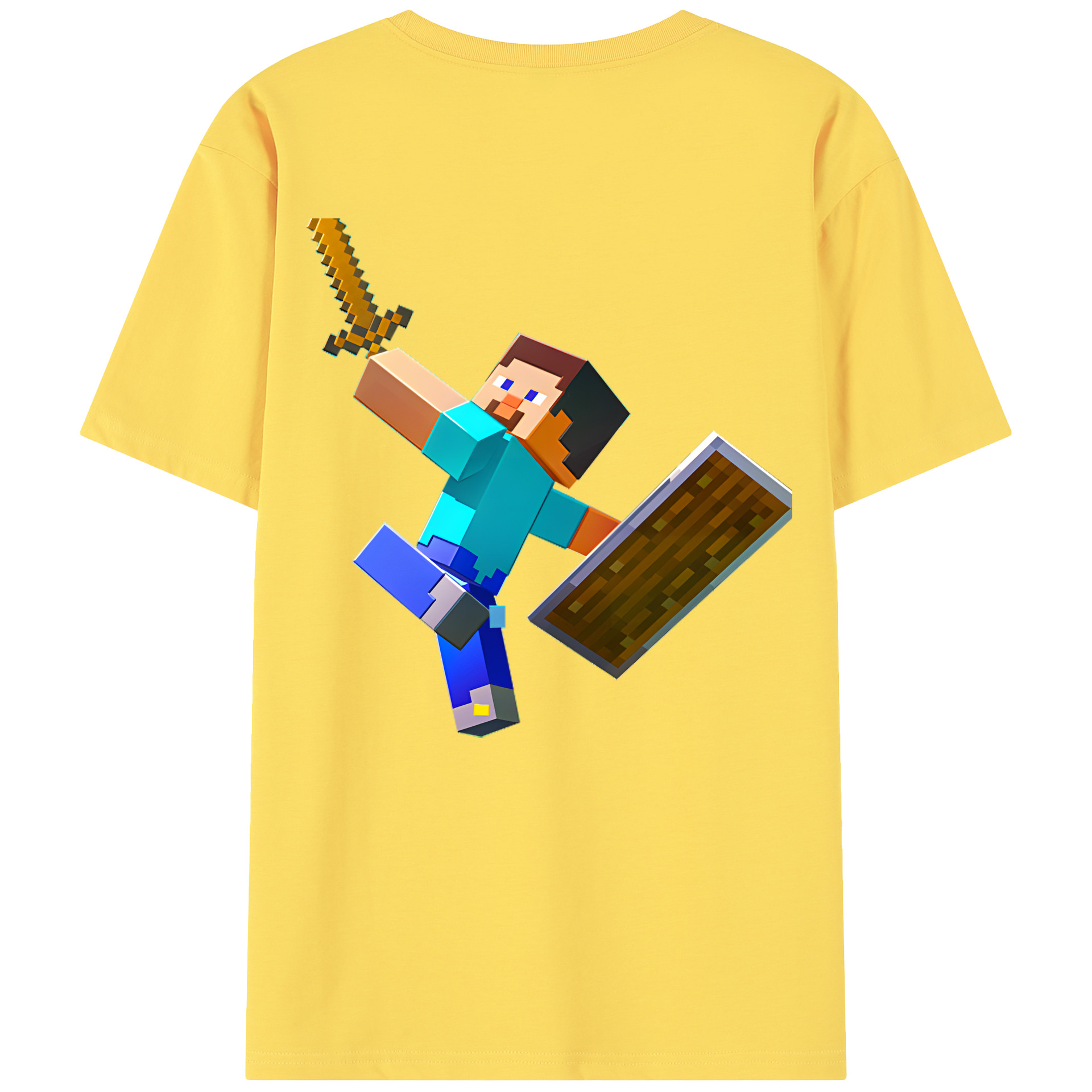 （画像用） マインクラフト ブロックの世界 Minecraft MC Block world 綿100％半袖Tシャツ（背面プリント）
