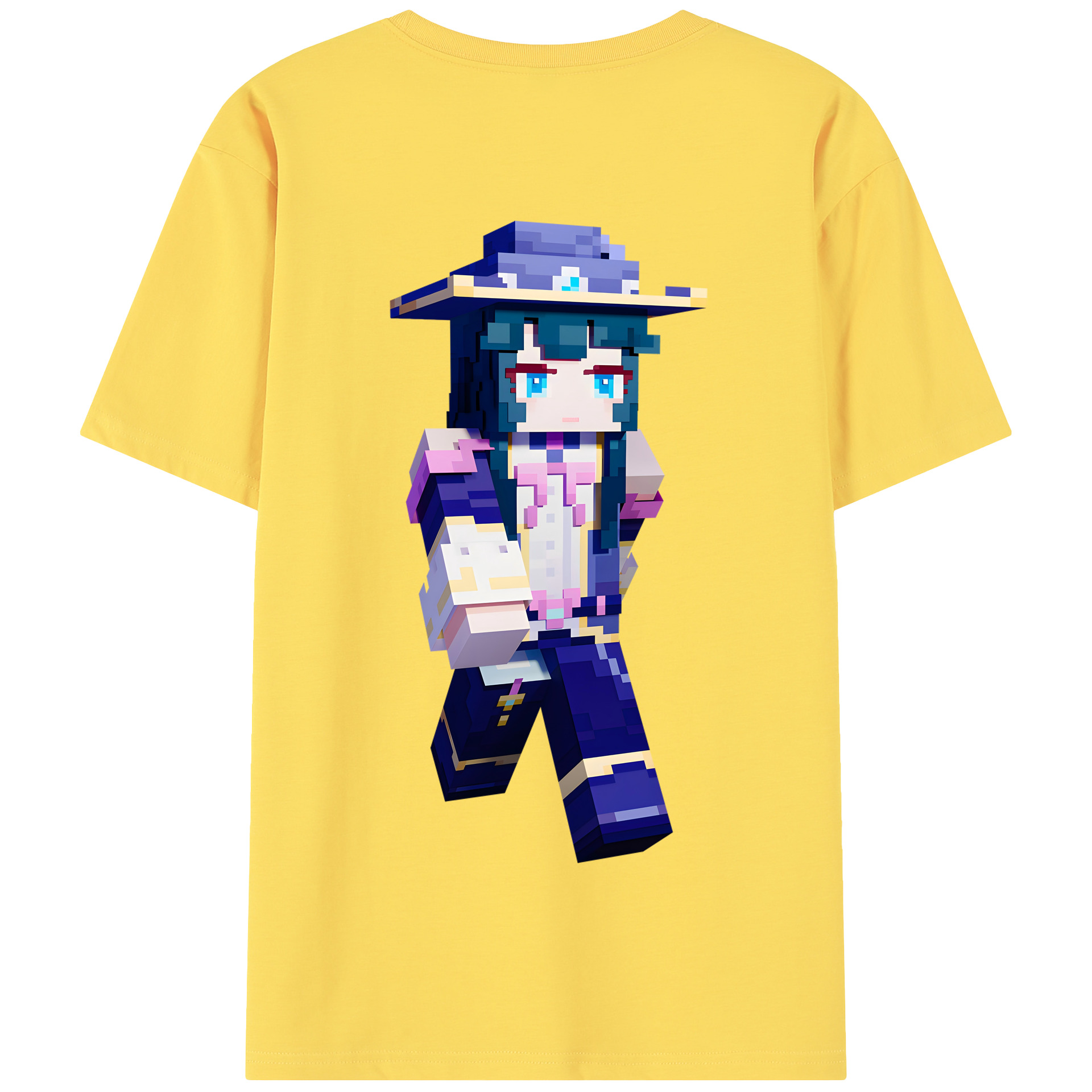 （画像用） マインクラフト ブロックの世界 Minecraft MC Block world 綿100％半袖Tシャツ（背面プリント）