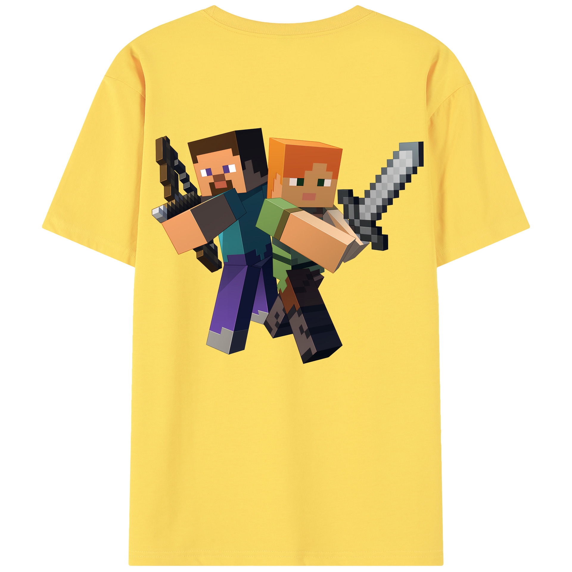 （画像用） マインクラフト ブロックの世界 Minecraft MC Block world 綿100％半袖Tシャツ（背面プリント）