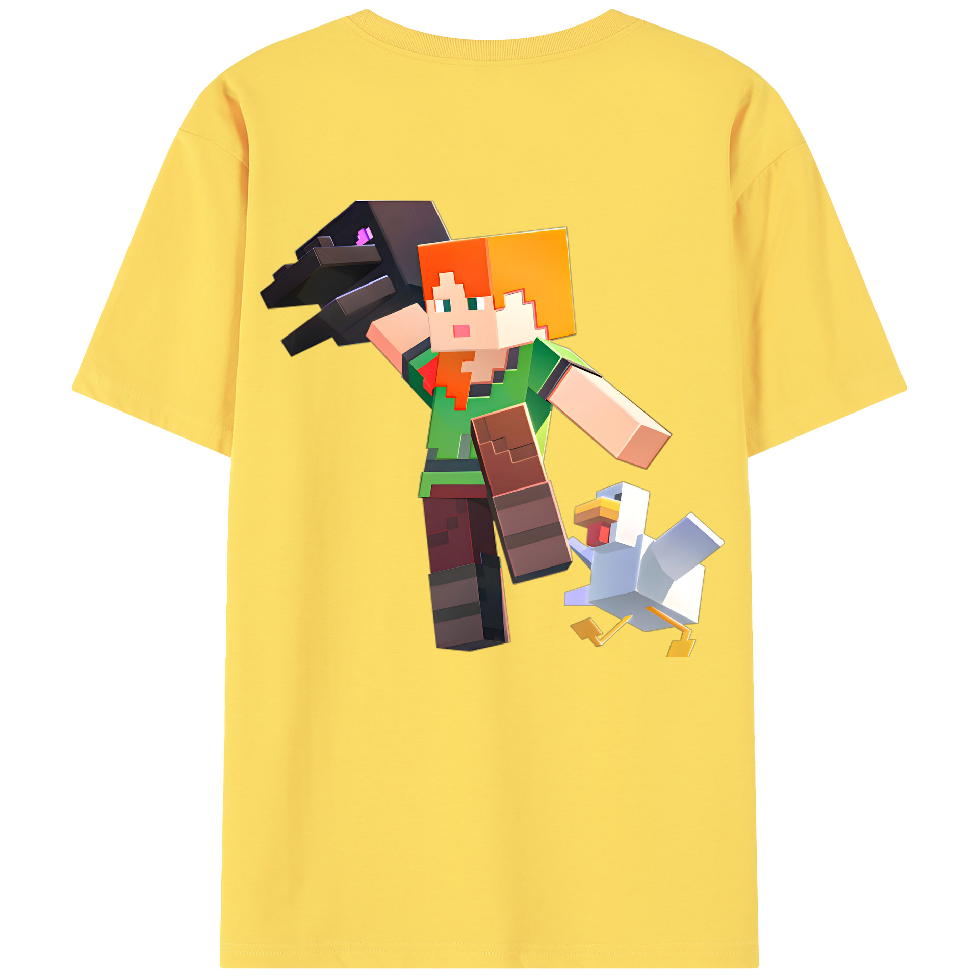 （画像用） マインクラフト ブロックの世界 Minecraft MC Block world 綿100％半袖Tシャツ（背面プリント）