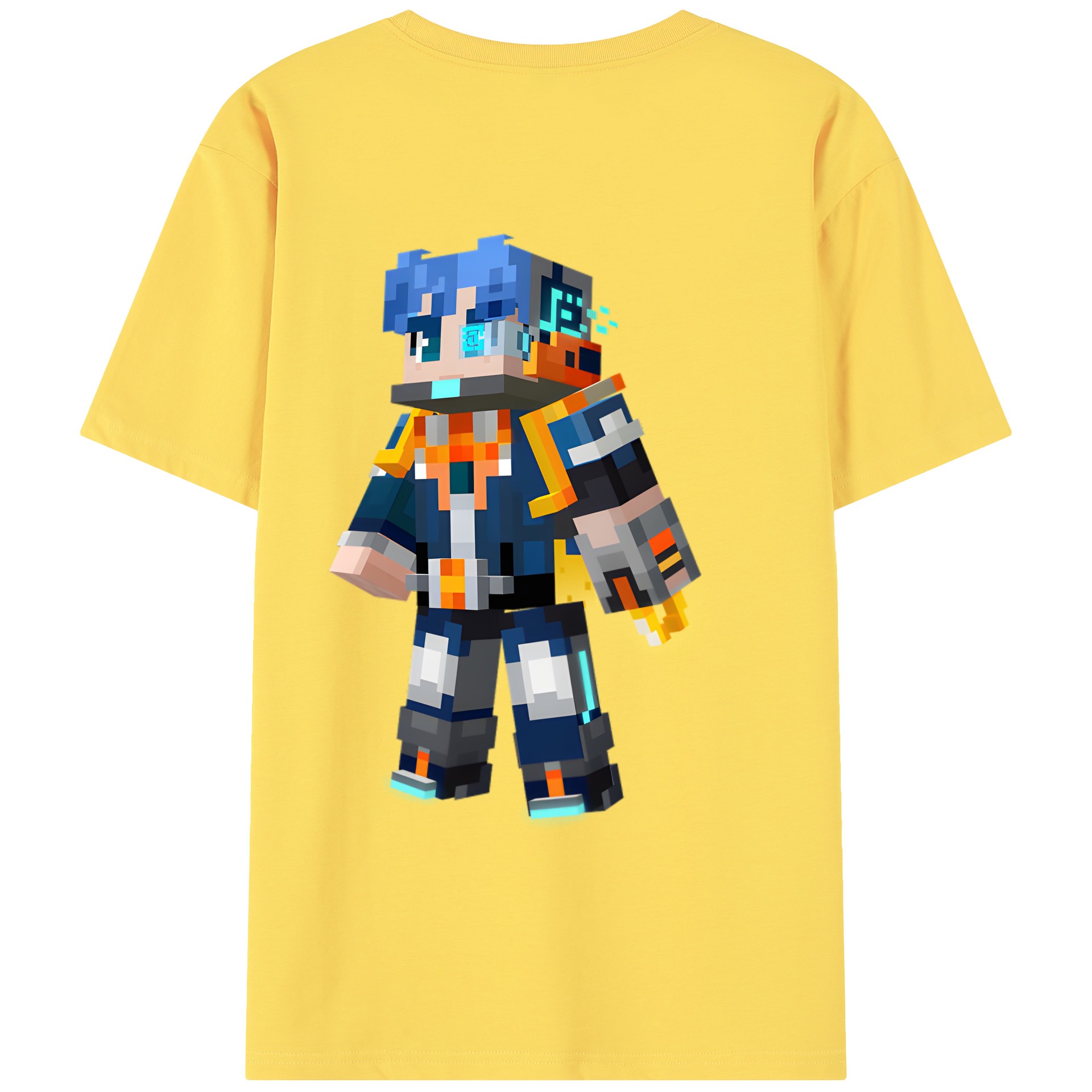（画像用） マインクラフト ブロックの世界 Minecraft MC Block world 綿100％半袖Tシャツ（背面プリント）