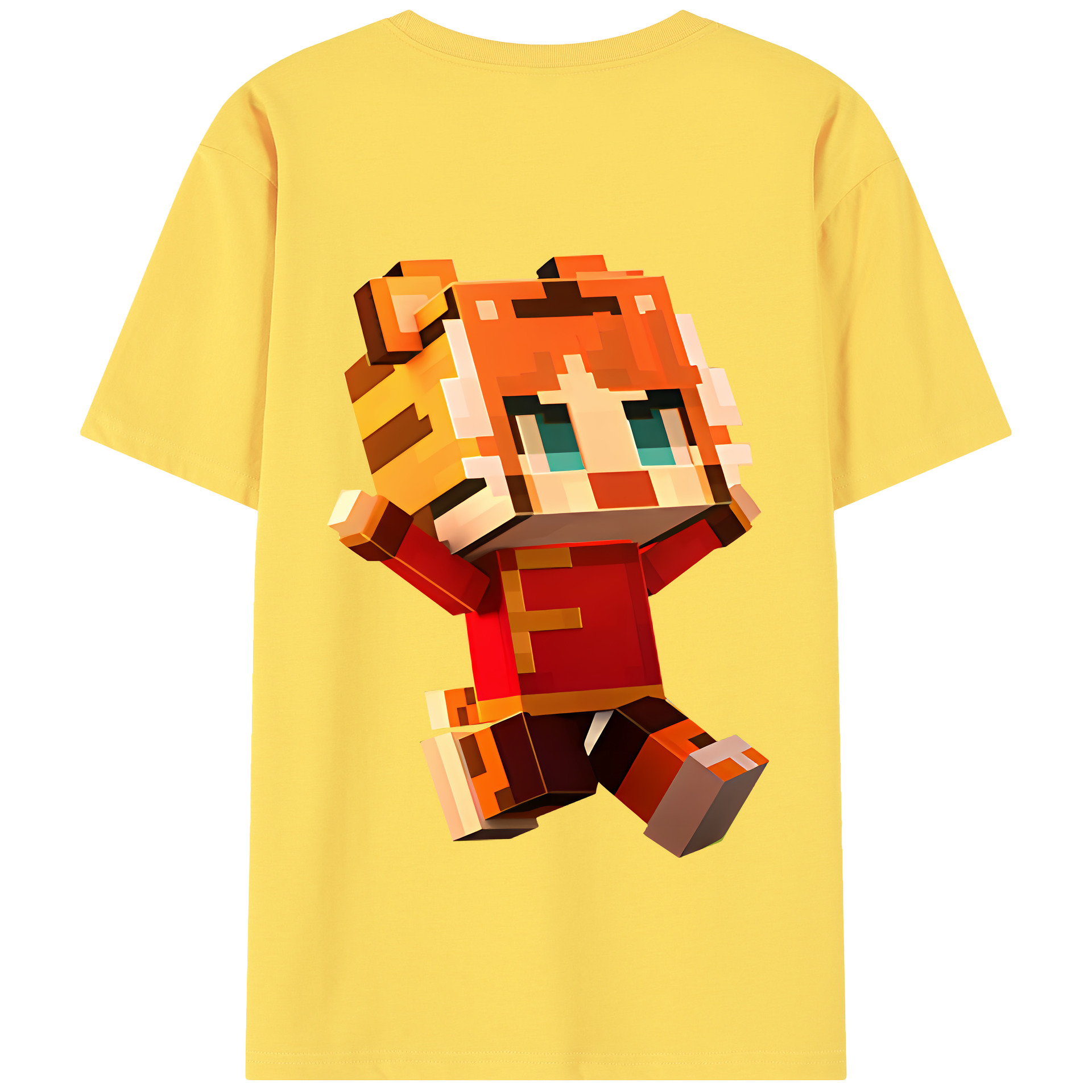 （画像用） マインクラフト ブロックの世界 Minecraft MC Block world 綿100％半袖Tシャツ（背面プリント）