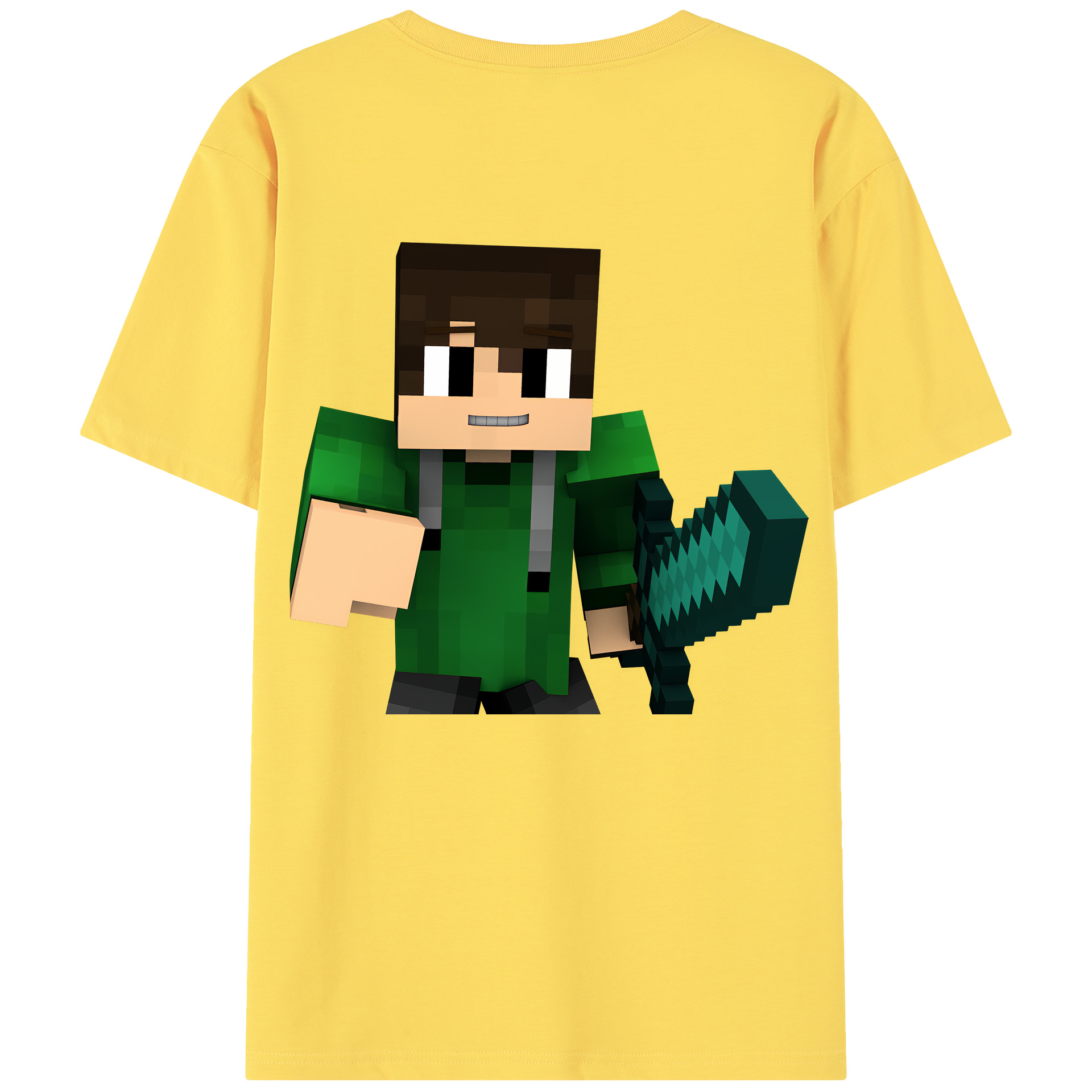 （画像用） マインクラフト ブロックの世界 Minecraft MC Block world 綿100％半袖Tシャツ（背面プリント）