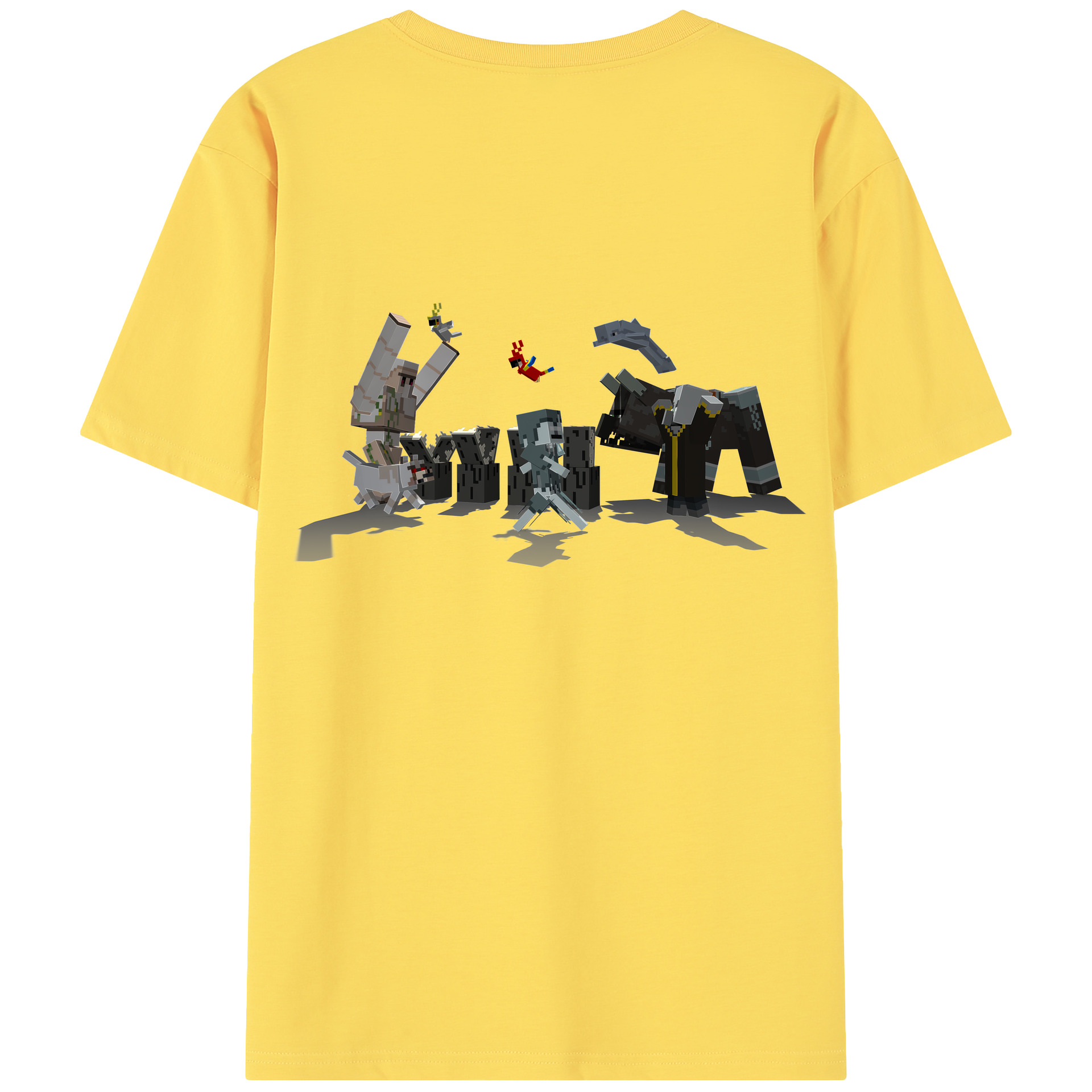 （画像用） マインクラフト ブロックの世界 Minecraft MC Block world 綿100％半袖Tシャツ（背面プリント）