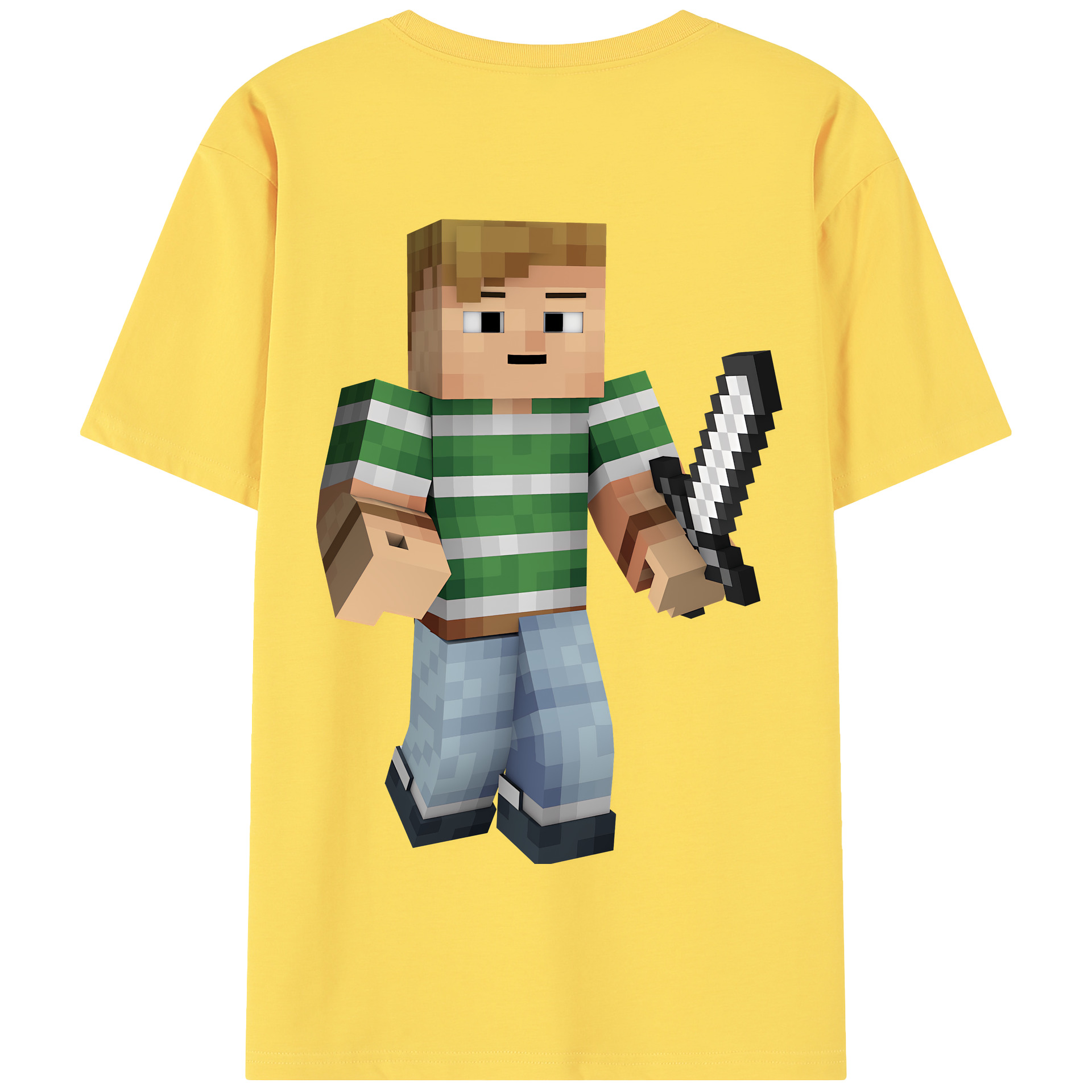 （画像用） マインクラフト ブロックの世界 Minecraft MC Block world 綿100％半袖Tシャツ（背面プリント）