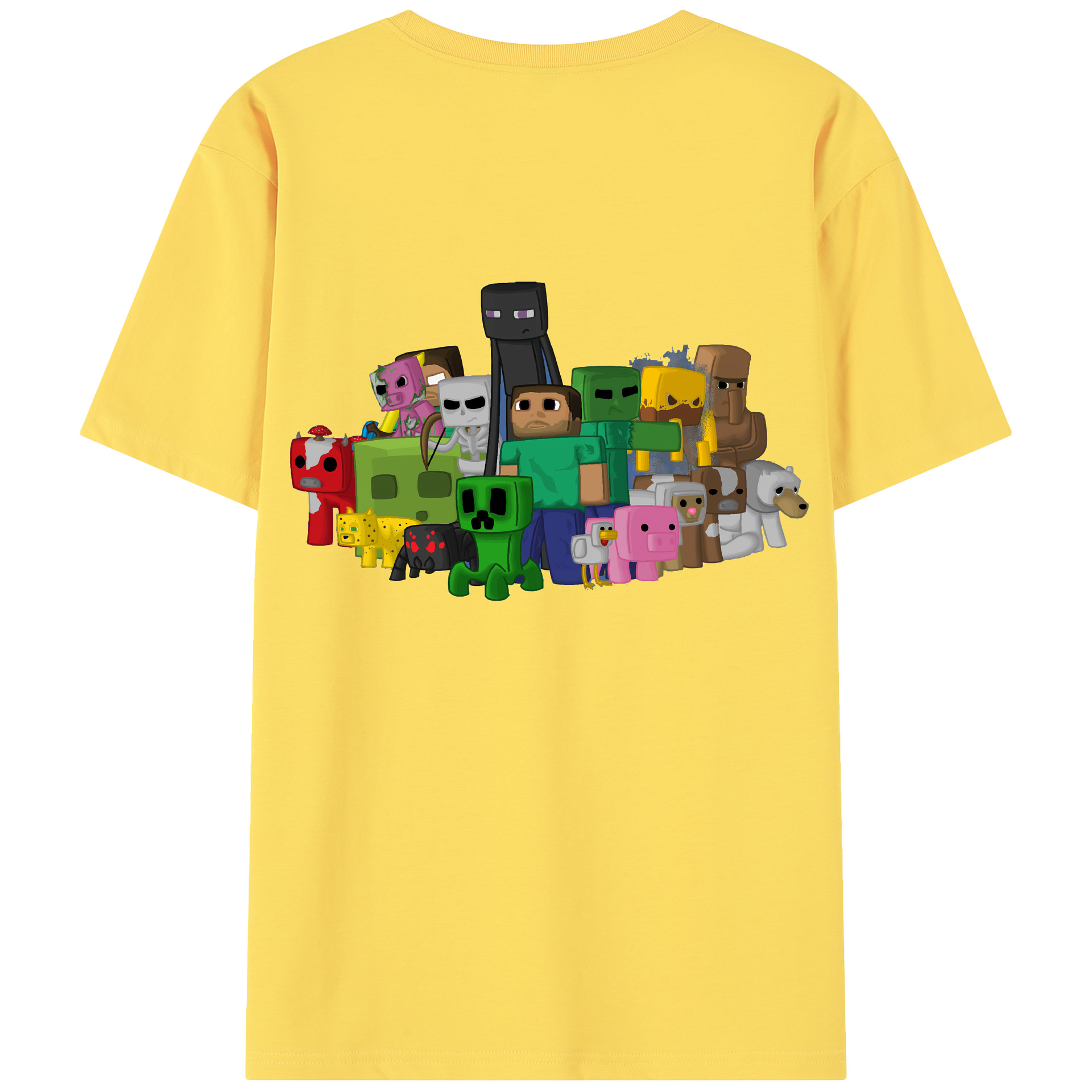 （画像用） マインクラフト ブロックの世界 Minecraft MC Block world 綿100％半袖Tシャツ（背面プリント）
