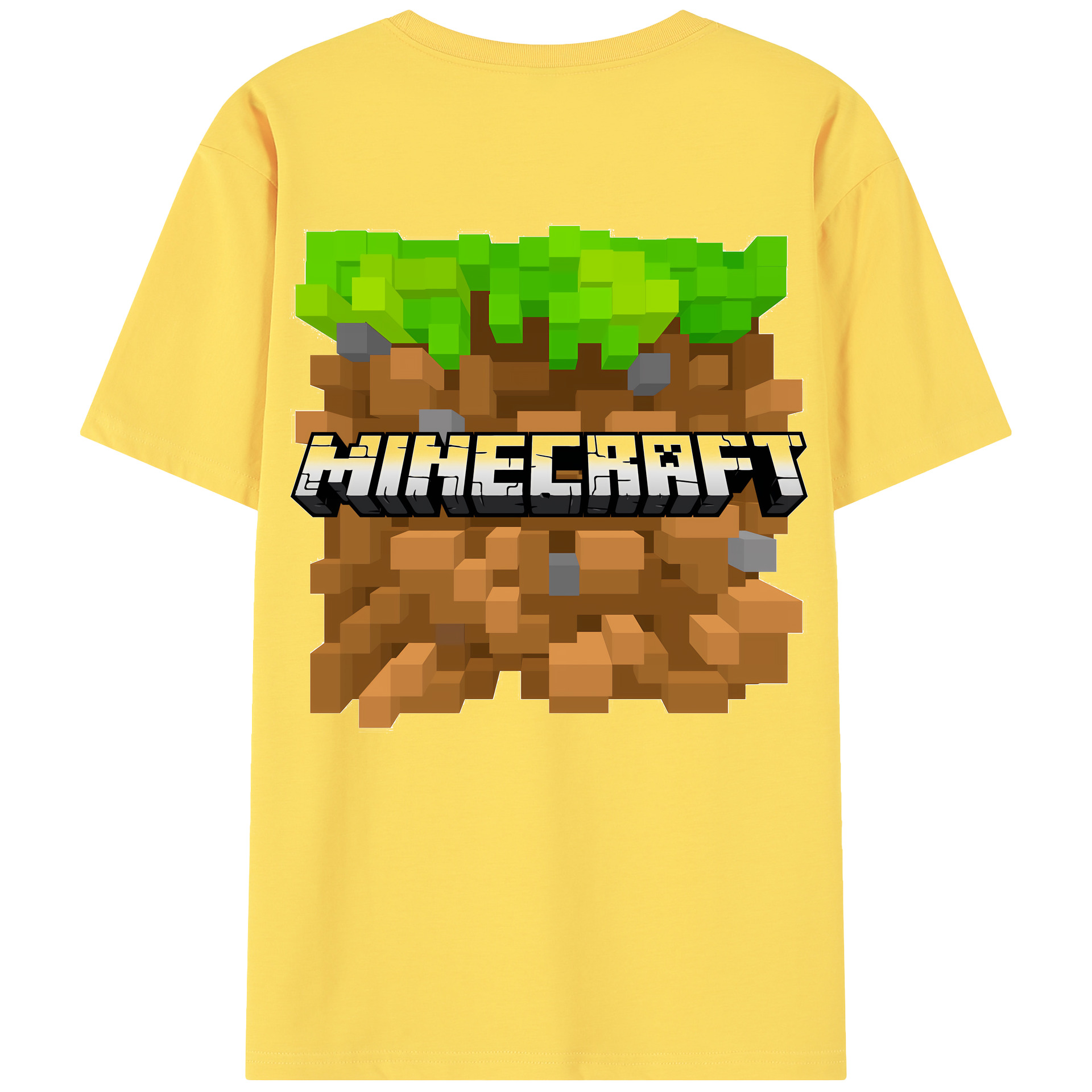（画像用） マインクラフト ブロックの世界 Minecraft MC Block world 綿100％半袖Tシャツ（背面プリント）