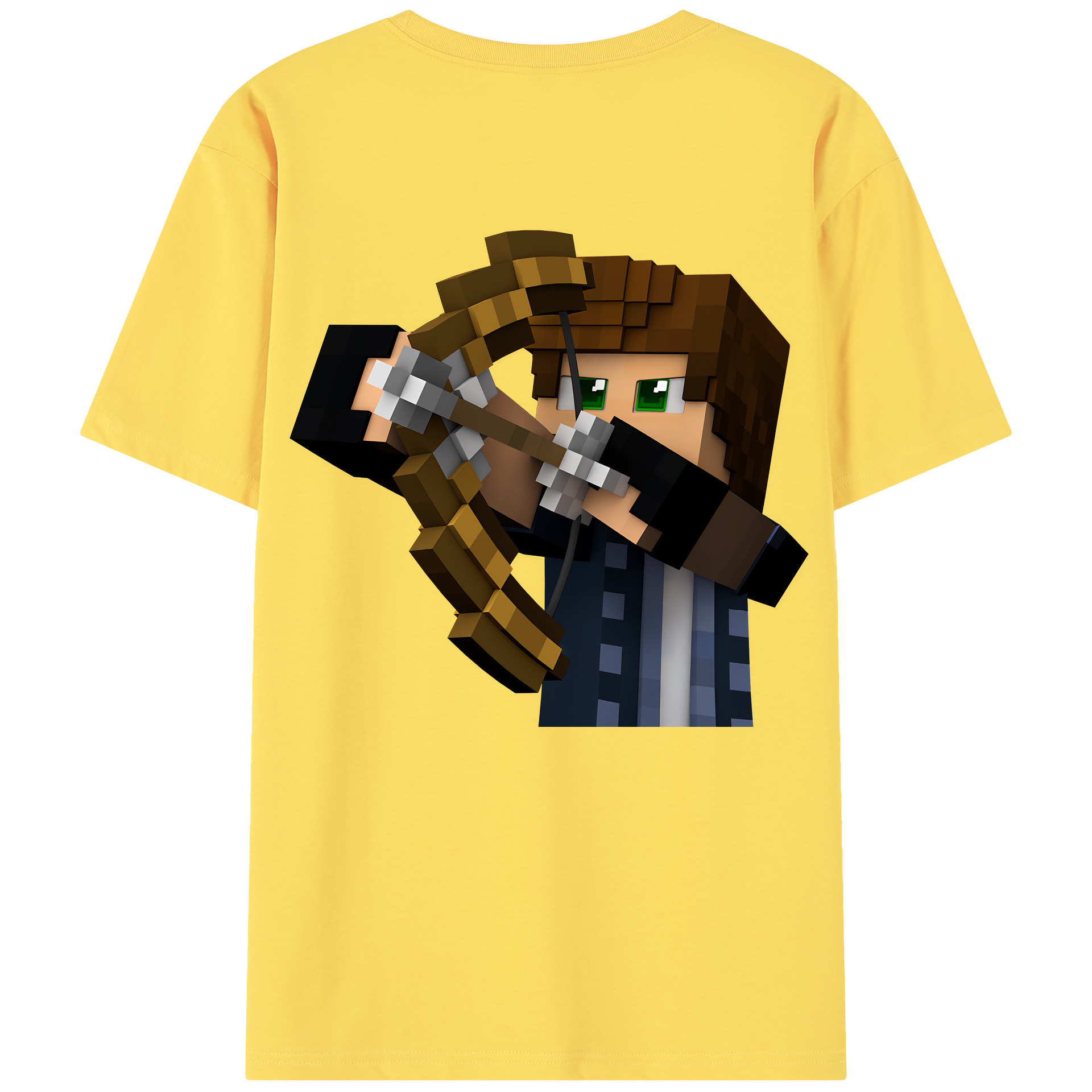 （画像用） マインクラフト ブロックの世界 Minecraft MC Block world 綿100％半袖Tシャツ（背面プリント）