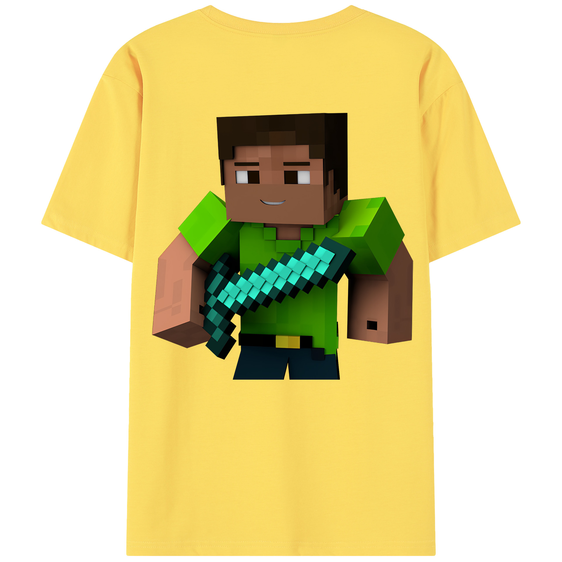 （画像用） マインクラフト ブロックの世界 Minecraft MC Block world 綿100％半袖Tシャツ（背面プリント）