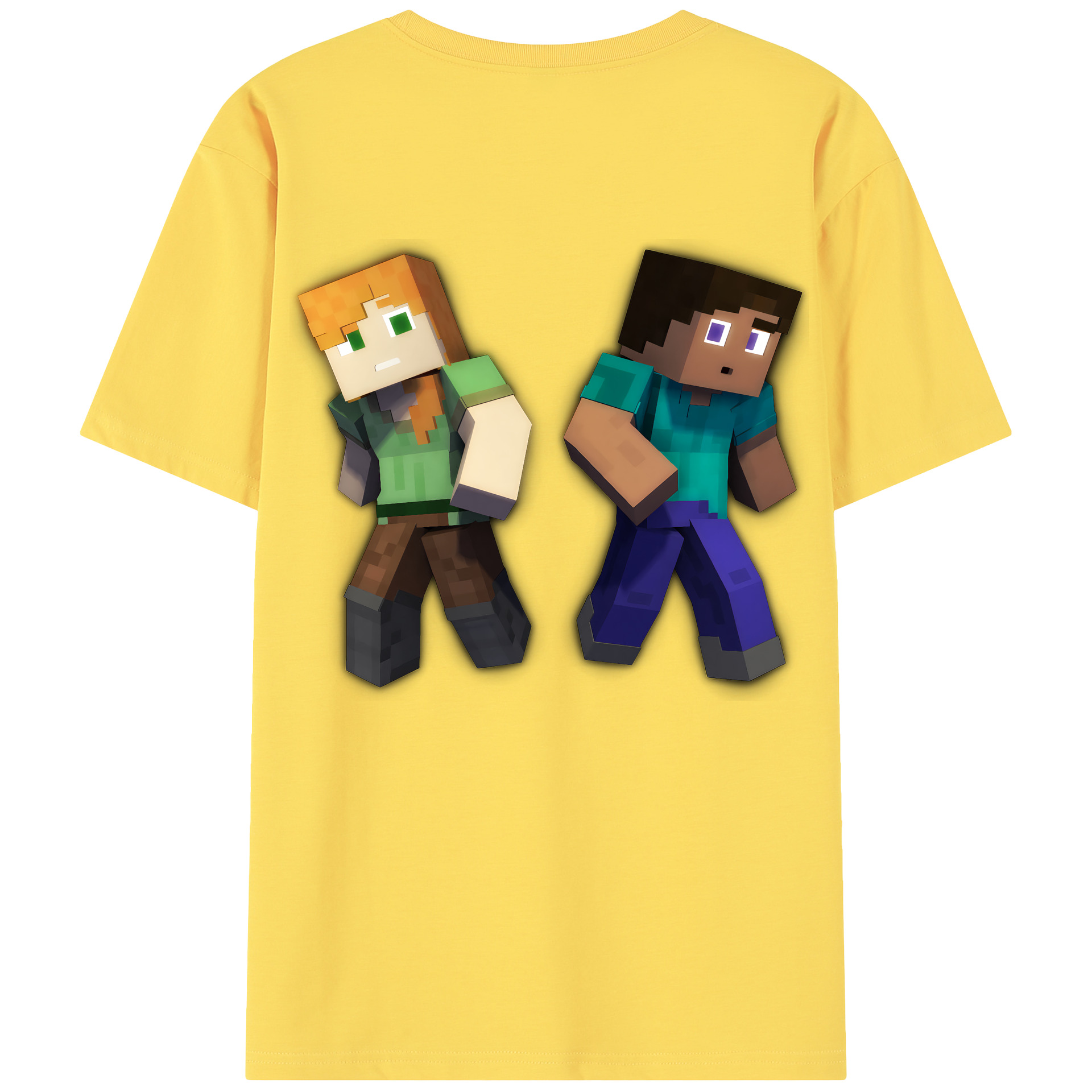 （画像用） マインクラフト ブロックの世界 Minecraft MC Block world 綿100％半袖Tシャツ（背面プリント）