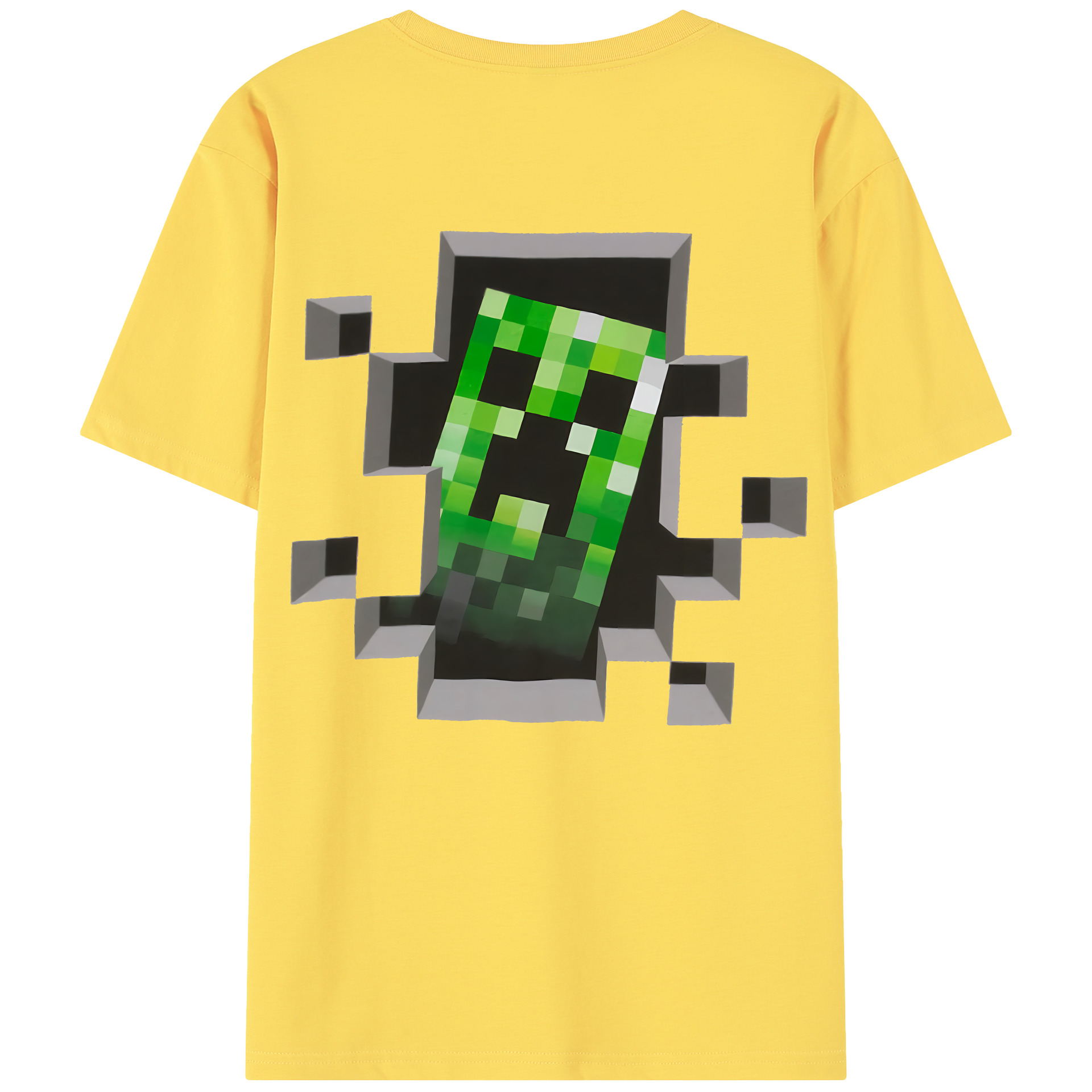 （画像用） マインクラフト ブロックの世界 Minecraft MC Block world 綿100％半袖Tシャツ（背面プリント）