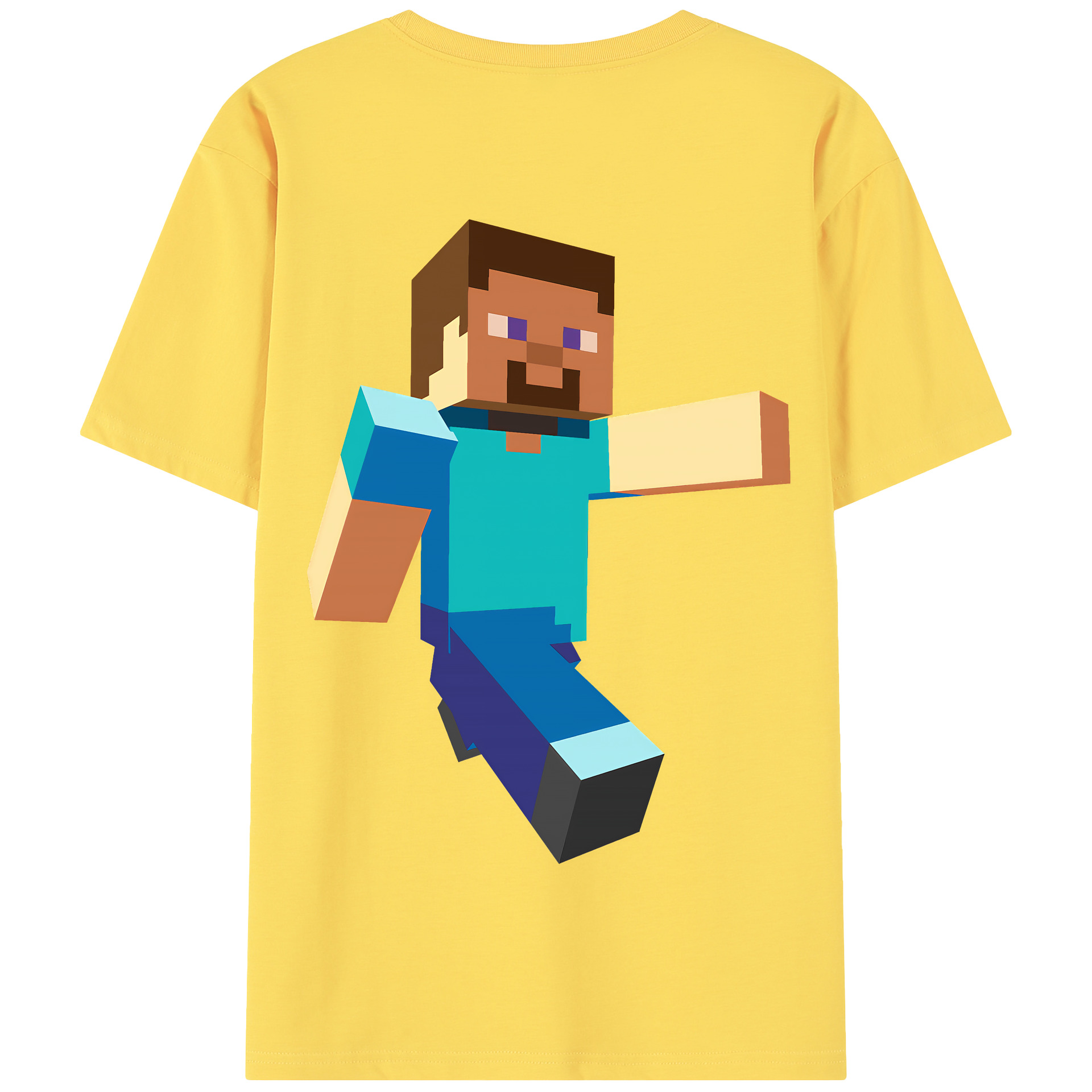 （画像用） マインクラフト ブロックの世界 Minecraft MC Block world 綿100％半袖Tシャツ（背面プリント）