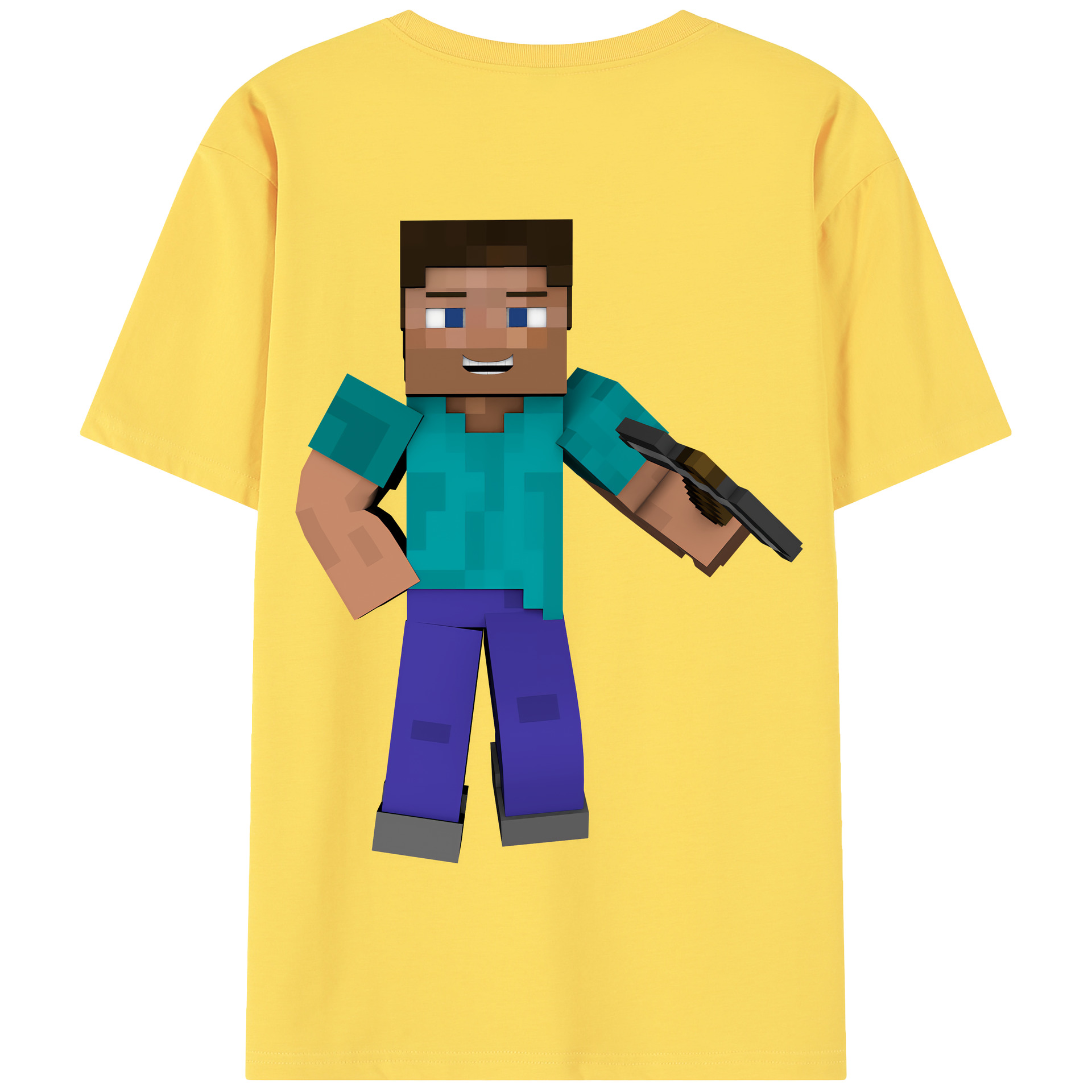 （画像用） マインクラフト ブロックの世界 Minecraft MC Block world 綿100％半袖Tシャツ（背面プリント）