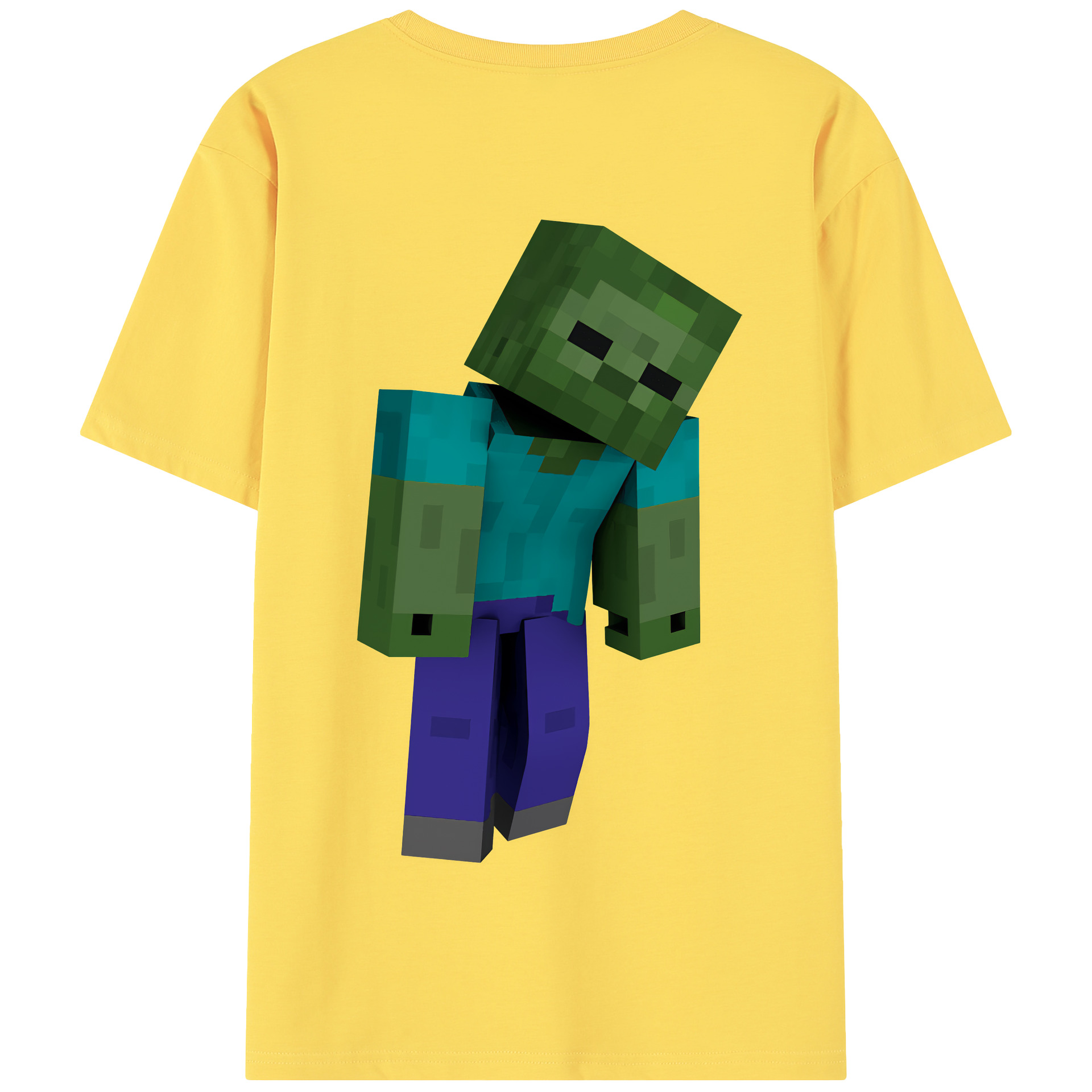 （画像用） マインクラフト ブロックの世界 Minecraft MC Block world 綿100％半袖Tシャツ（背面プリント）