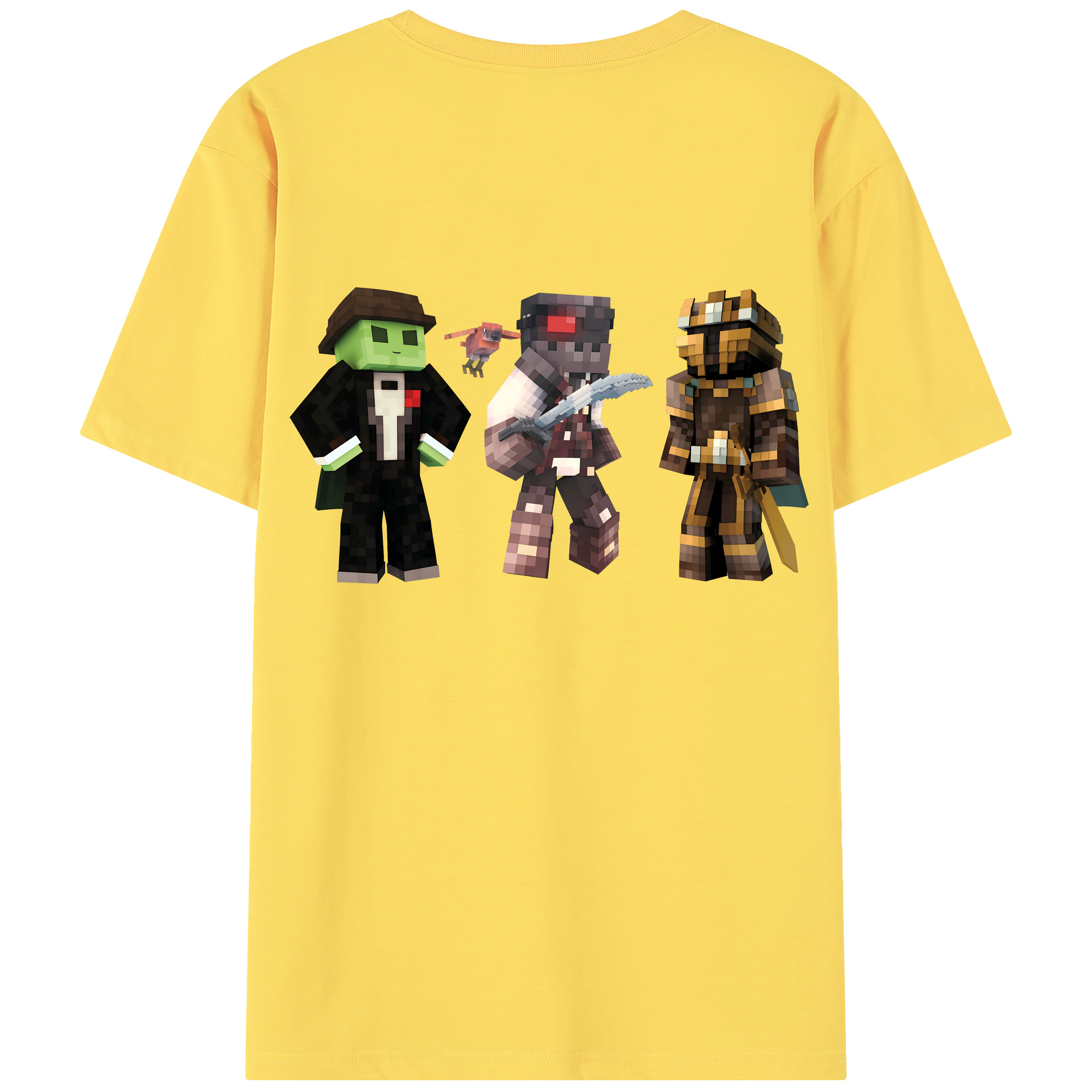 （画像用） マインクラフト ブロックの世界 Minecraft MC Block world 綿100％半袖Tシャツ（背面プリント）