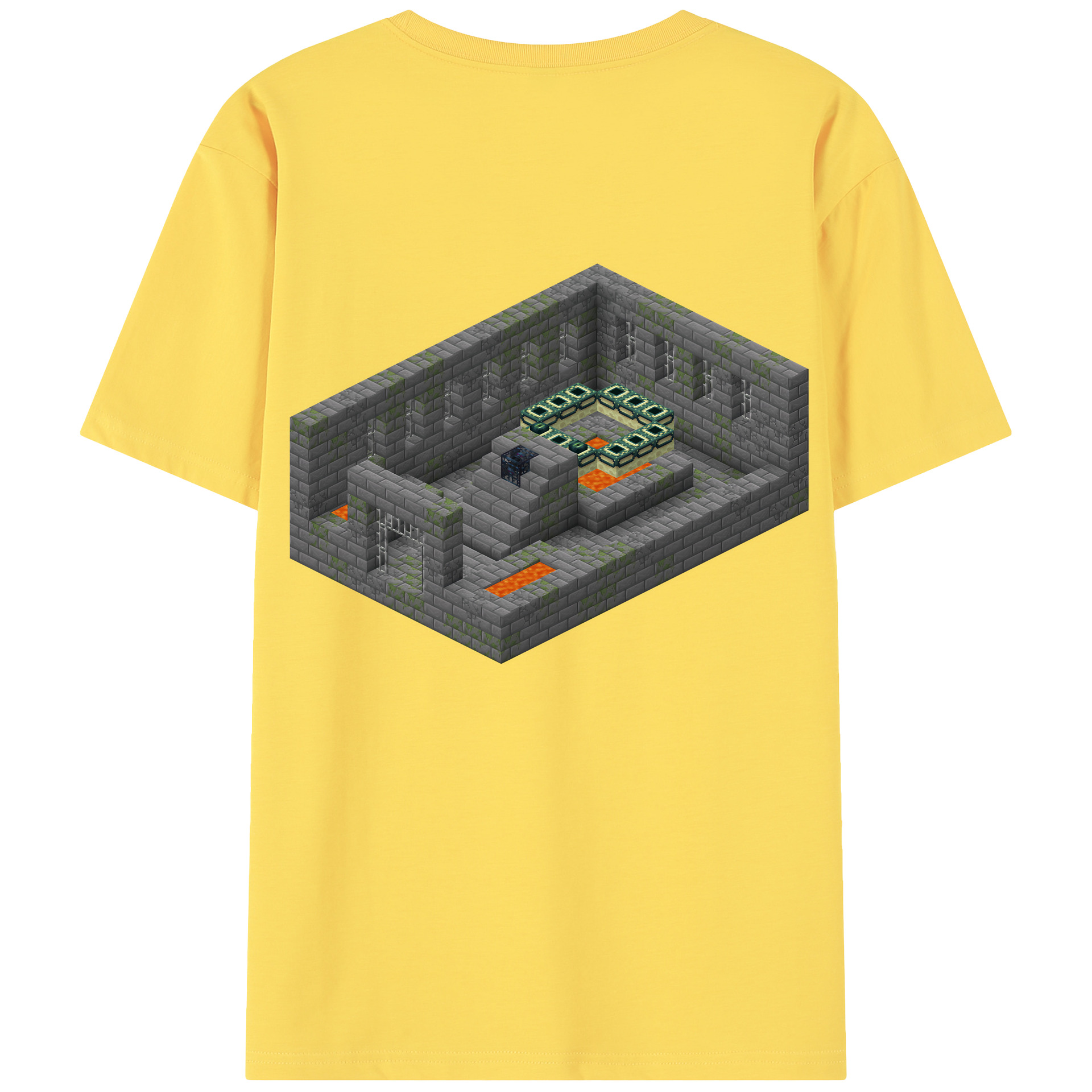 （画像用） マインクラフト ブロックの世界 Minecraft MC Block world 綿100％半袖Tシャツ（背面プリント）