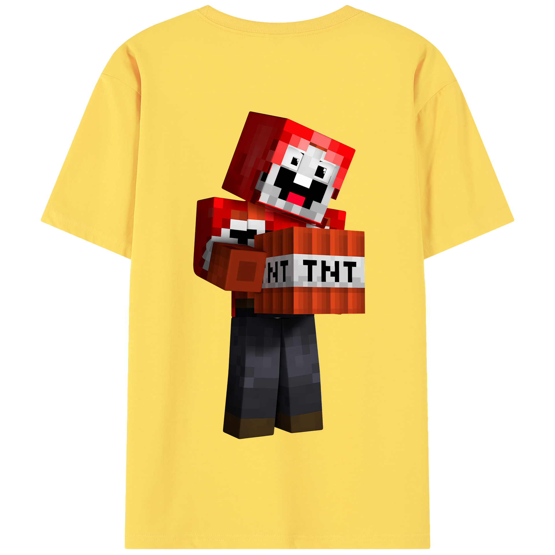 （画像用） マインクラフト ブロックの世界 Minecraft MC Block world 綿100％半袖Tシャツ（背面プリント）