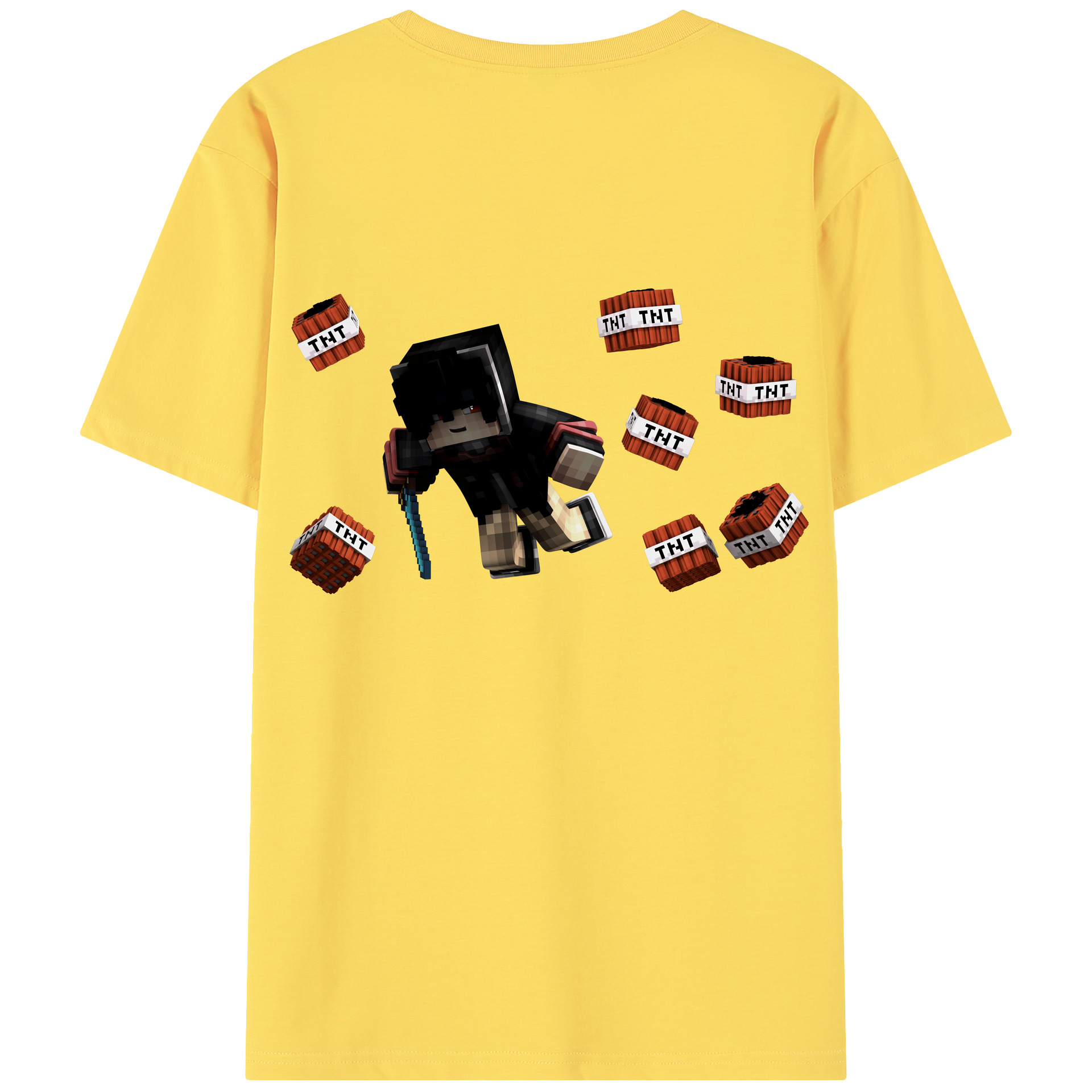 （画像用） マインクラフト ブロックの世界 Minecraft MC Block world 綿100％半袖Tシャツ（背面プリント）