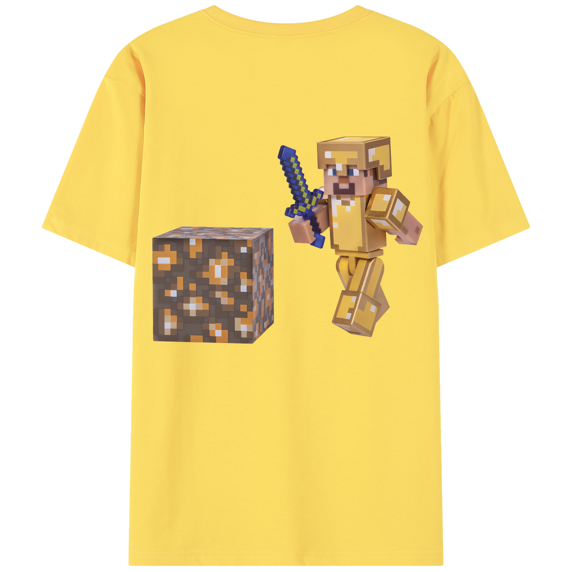 （画像用） マインクラフト ブロックの世界 Minecraft MC Block world 綿100％半袖Tシャツ（背面プリント）