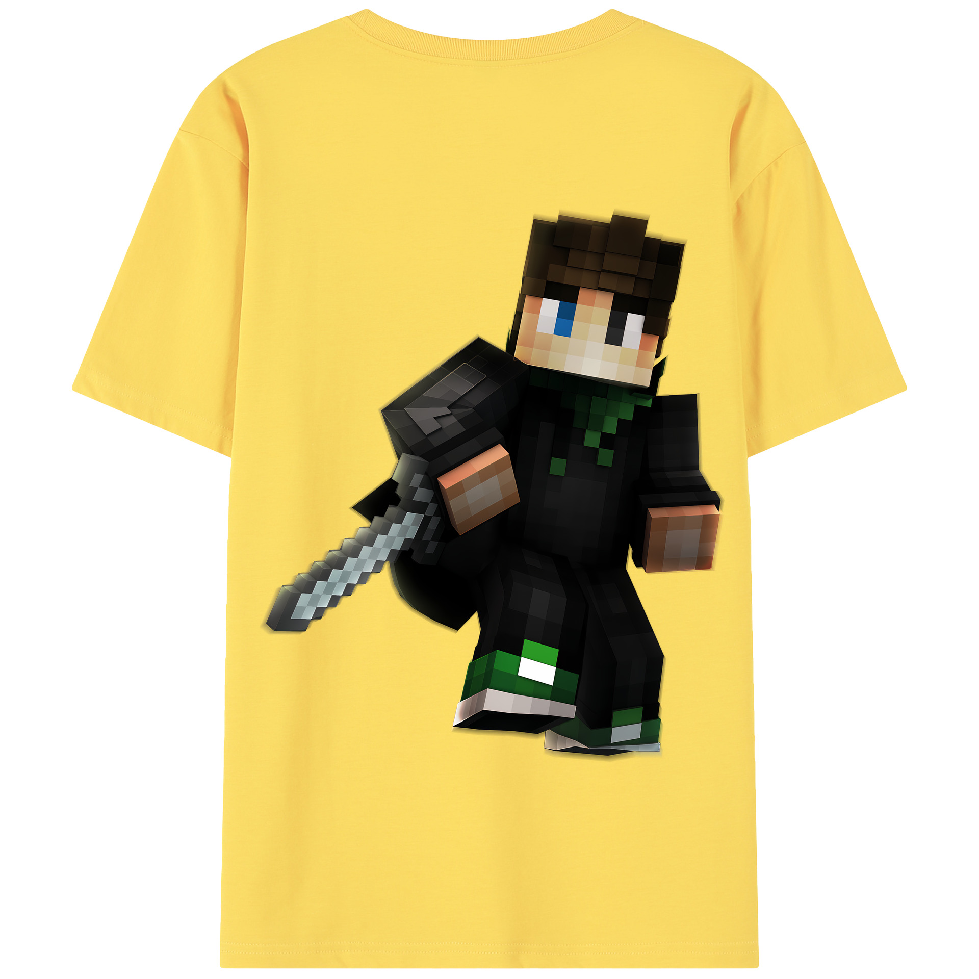 （画像用） マインクラフト ブロックの世界 Minecraft MC Block world 綿100％半袖Tシャツ（背面プリント）