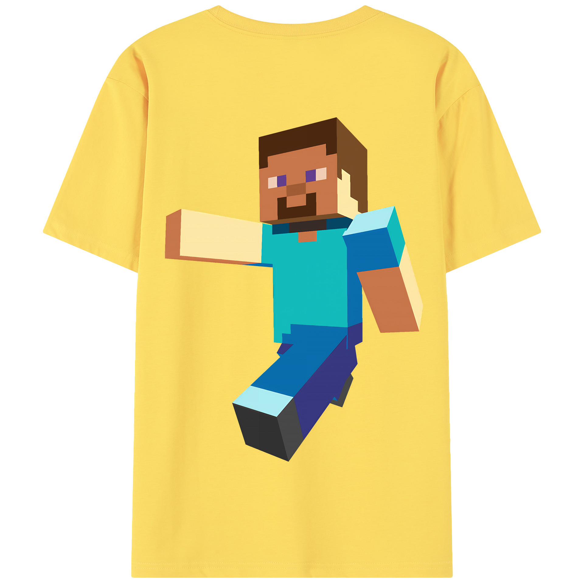 （画像用） マインクラフト ブロックの世界 Minecraft MC Block world 綿100％半袖Tシャツ（背面プリント）