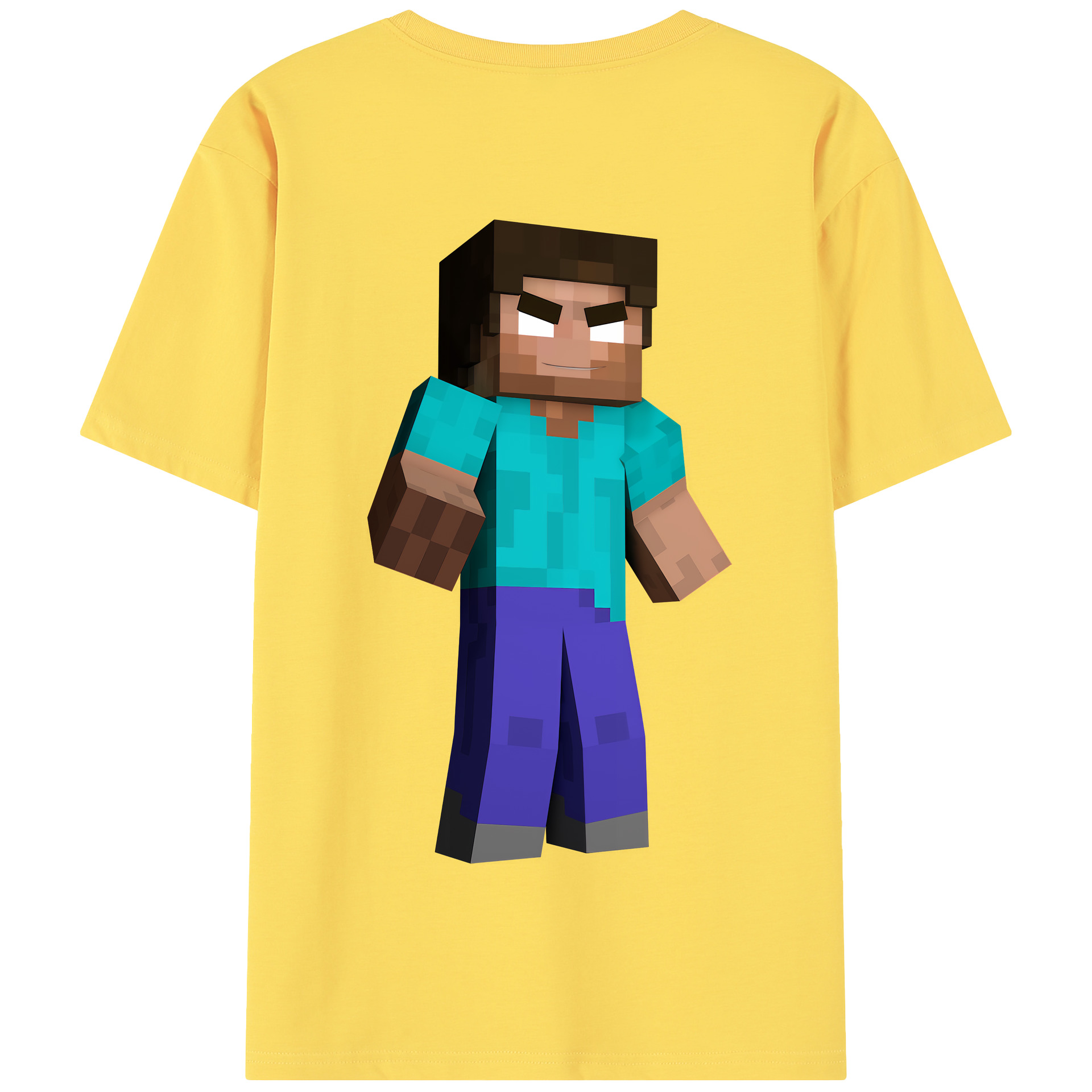 （画像用） マインクラフト ブロックの世界 Minecraft MC Block world 綿100％半袖Tシャツ（背面プリント）