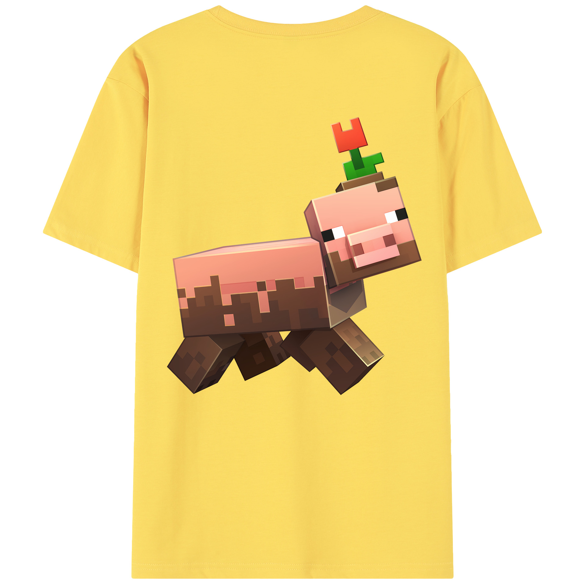 （画像用） マインクラフト ブロックの世界 Minecraft MC Block world 綿100％半袖Tシャツ（背面プリント）