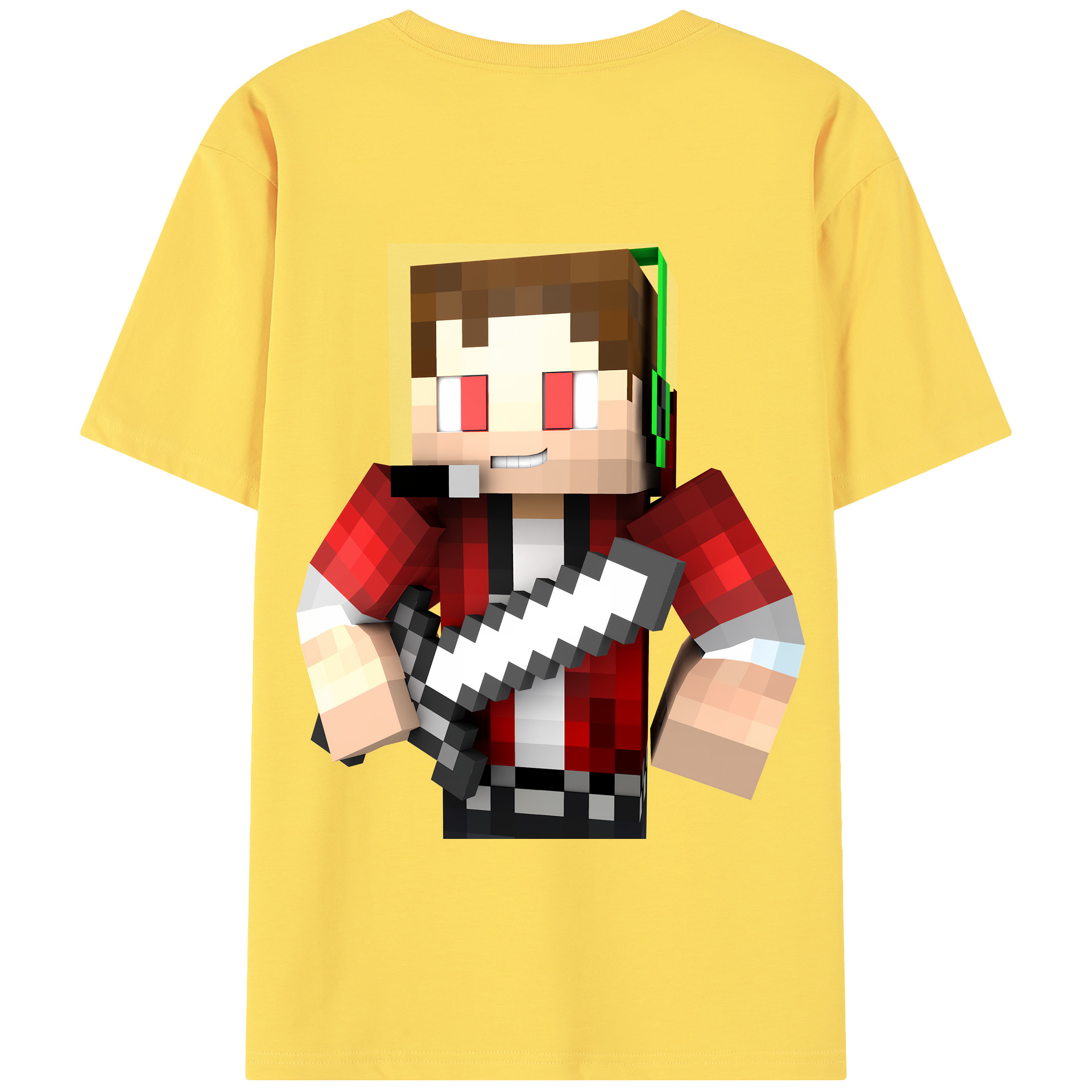 （画像用） マインクラフト ブロックの世界 Minecraft MC Block world 綿100％半袖Tシャツ（背面プリント）