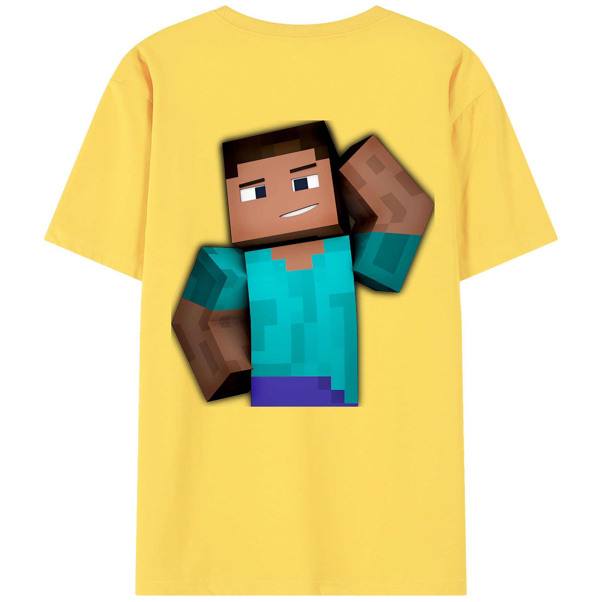 （画像用） マインクラフト ブロックの世界 Minecraft MC Block world 綿100％半袖Tシャツ（背面プリント）