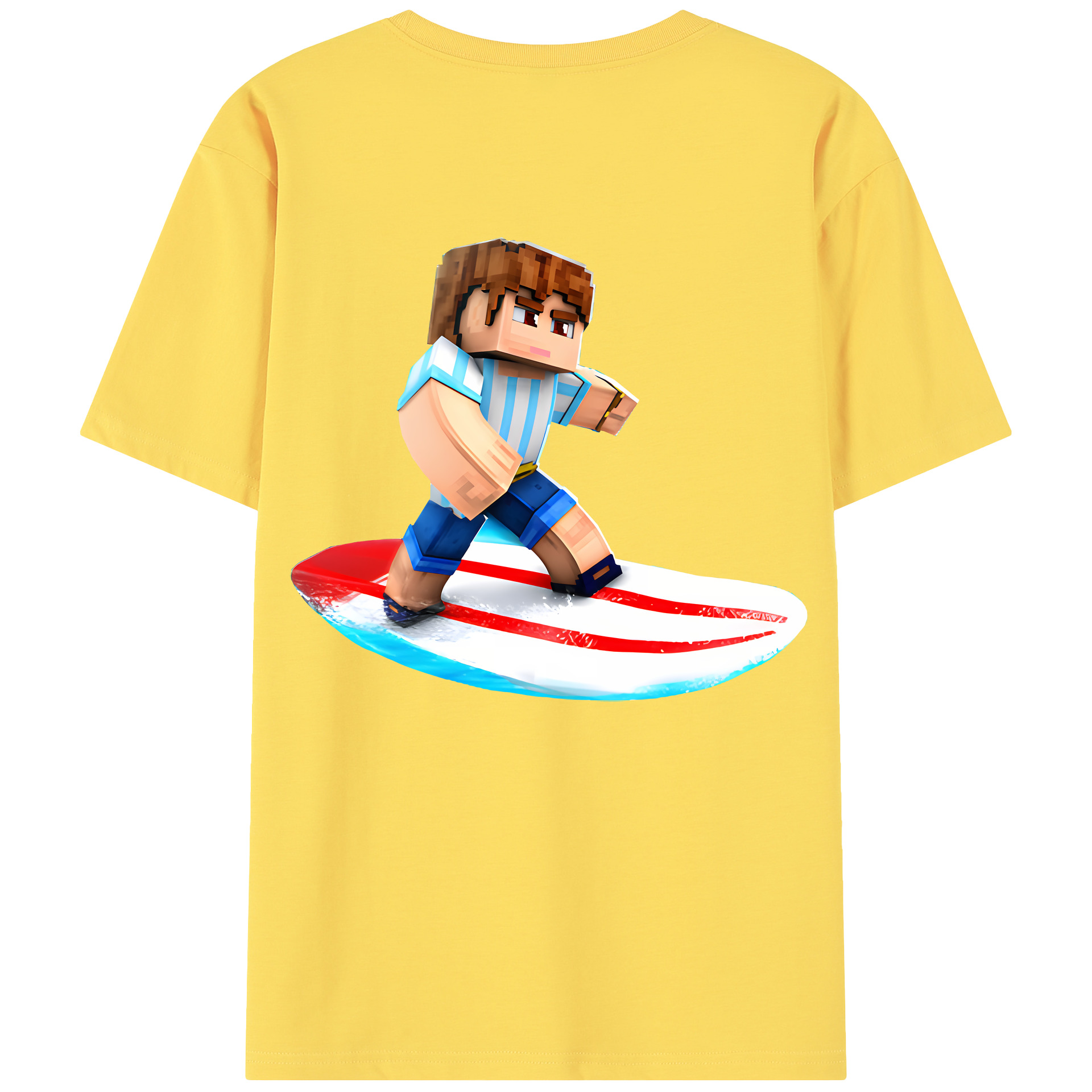 （画像用） マインクラフト ブロックの世界 Minecraft MC Block world 綿100％半袖Tシャツ（背面プリント）