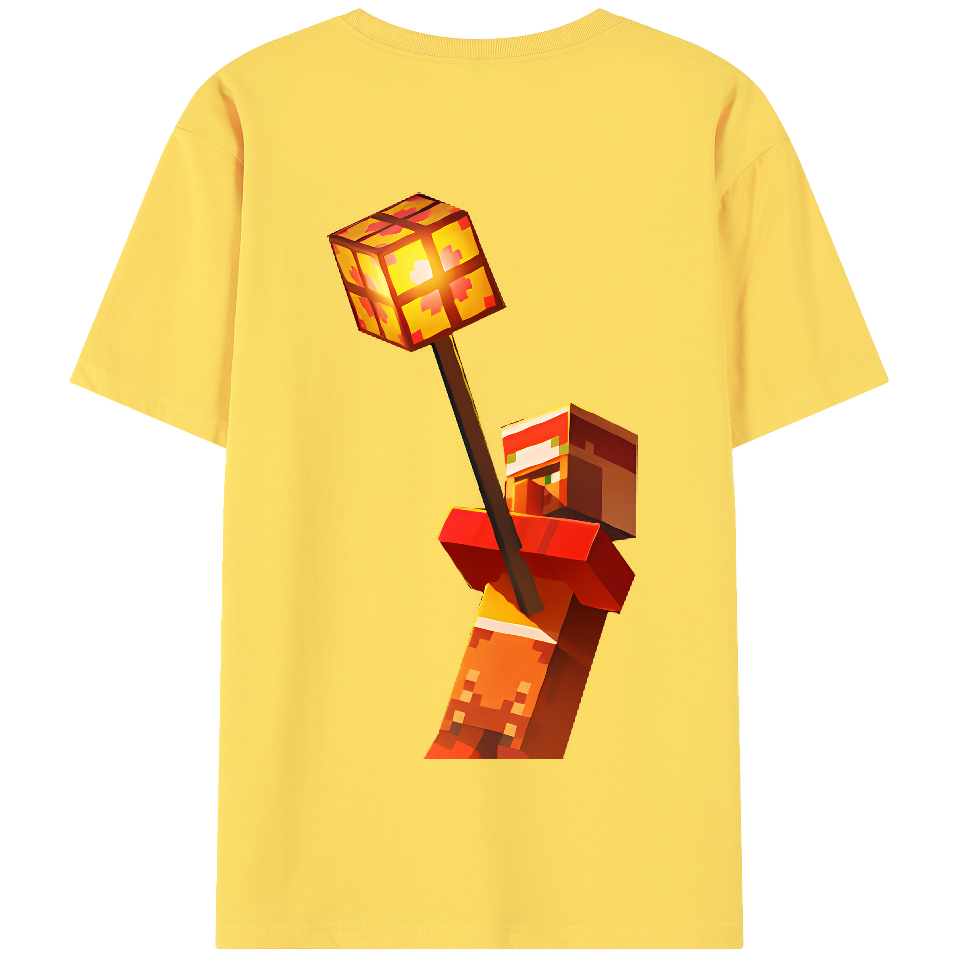 （画像用） マインクラフト ブロックの世界 Minecraft MC Block world 綿100％半袖Tシャツ（背面プリント）