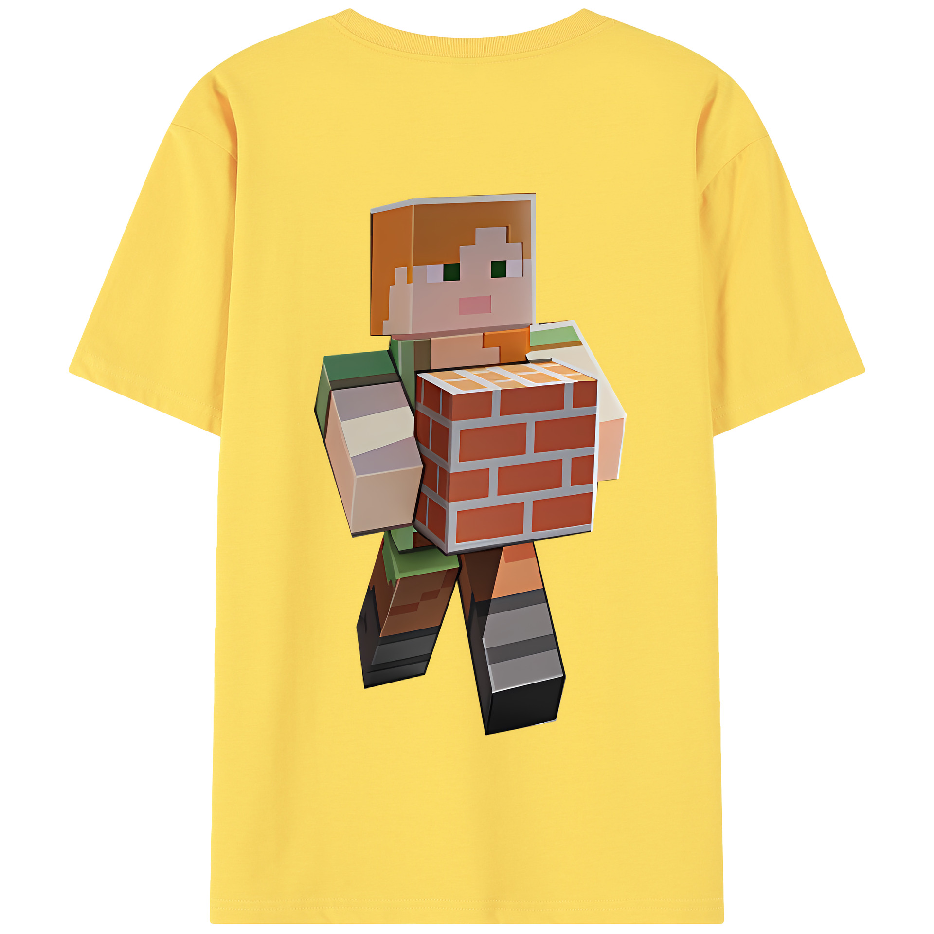 （画像用） マインクラフト ブロックの世界 Minecraft MC Block world 綿100％半袖Tシャツ（背面プリント）
