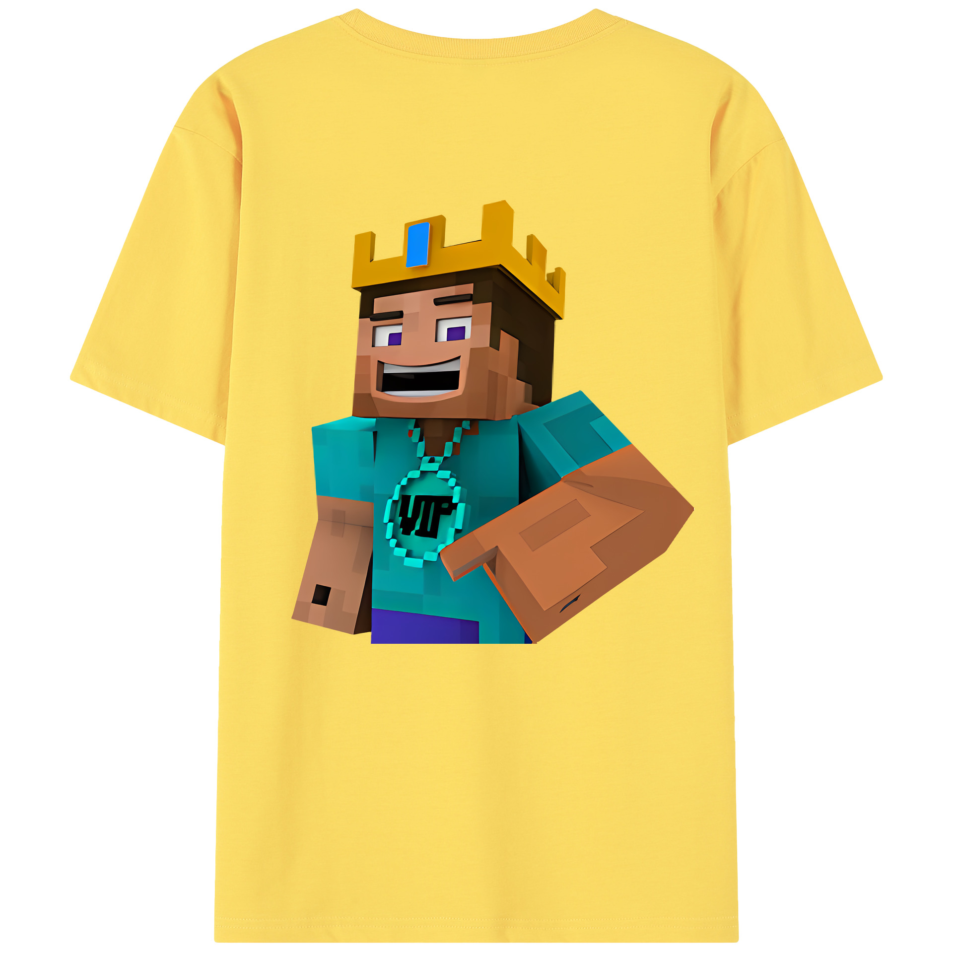 （画像用） マインクラフト ブロックの世界 Minecraft MC Block world 綿100％半袖Tシャツ（背面プリント）