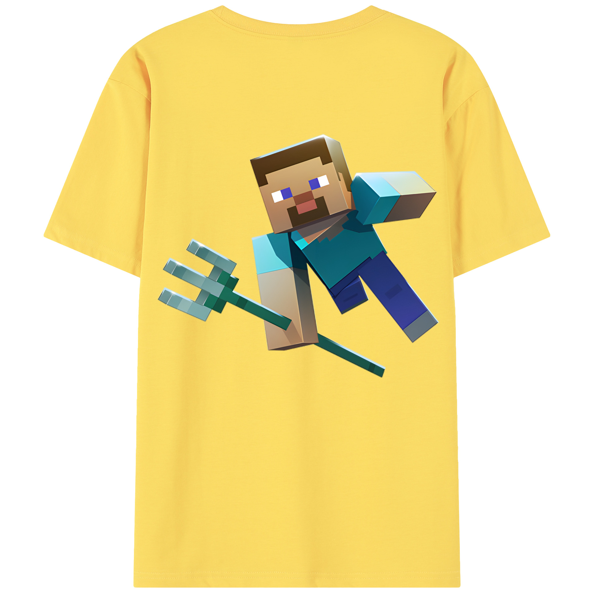 （画像用） マインクラフト ブロックの世界 Minecraft MC Block world 綿100％半袖Tシャツ（背面プリント）