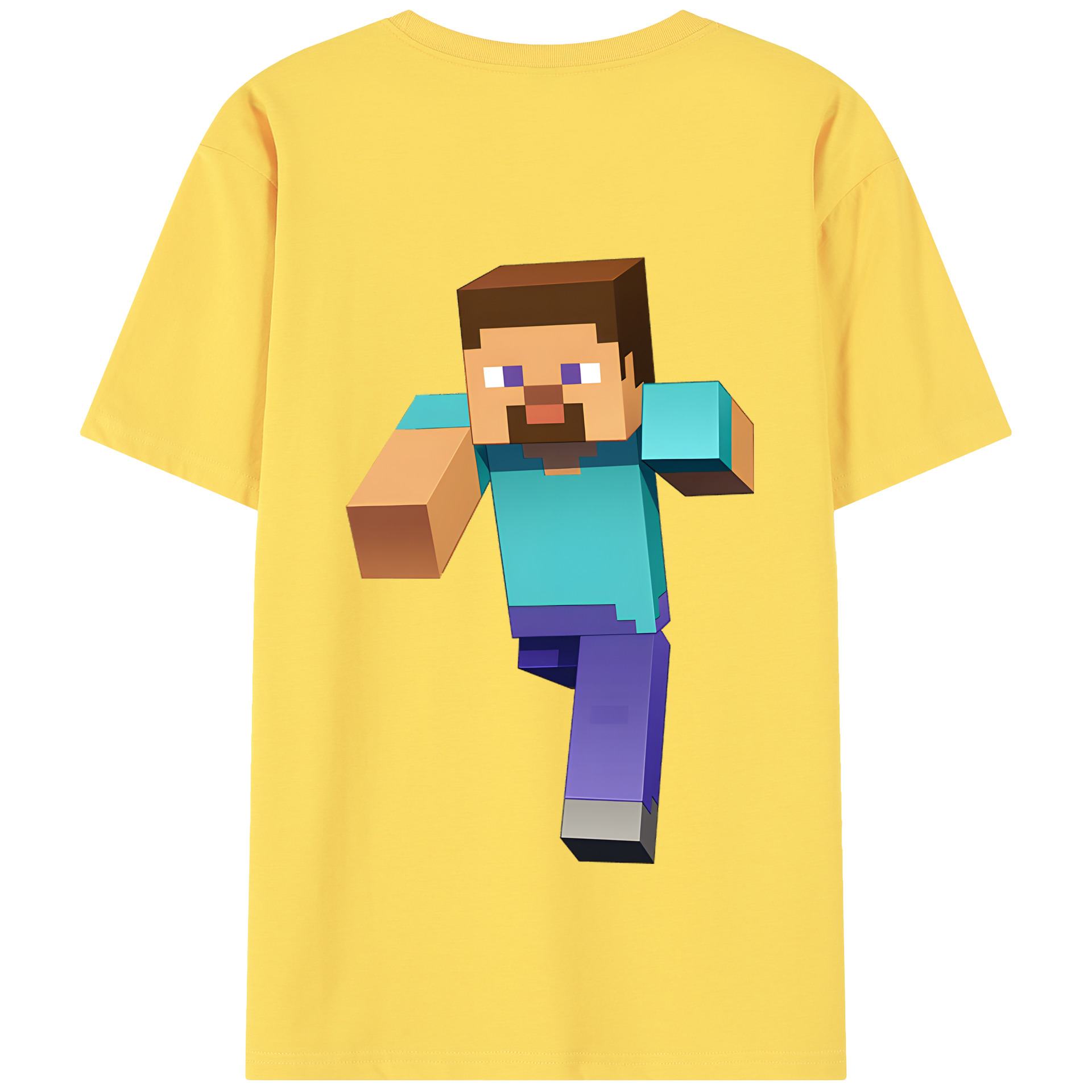 （画像用） マインクラフト ブロックの世界 Minecraft MC Block world 綿100％半袖Tシャツ（背面プリント）