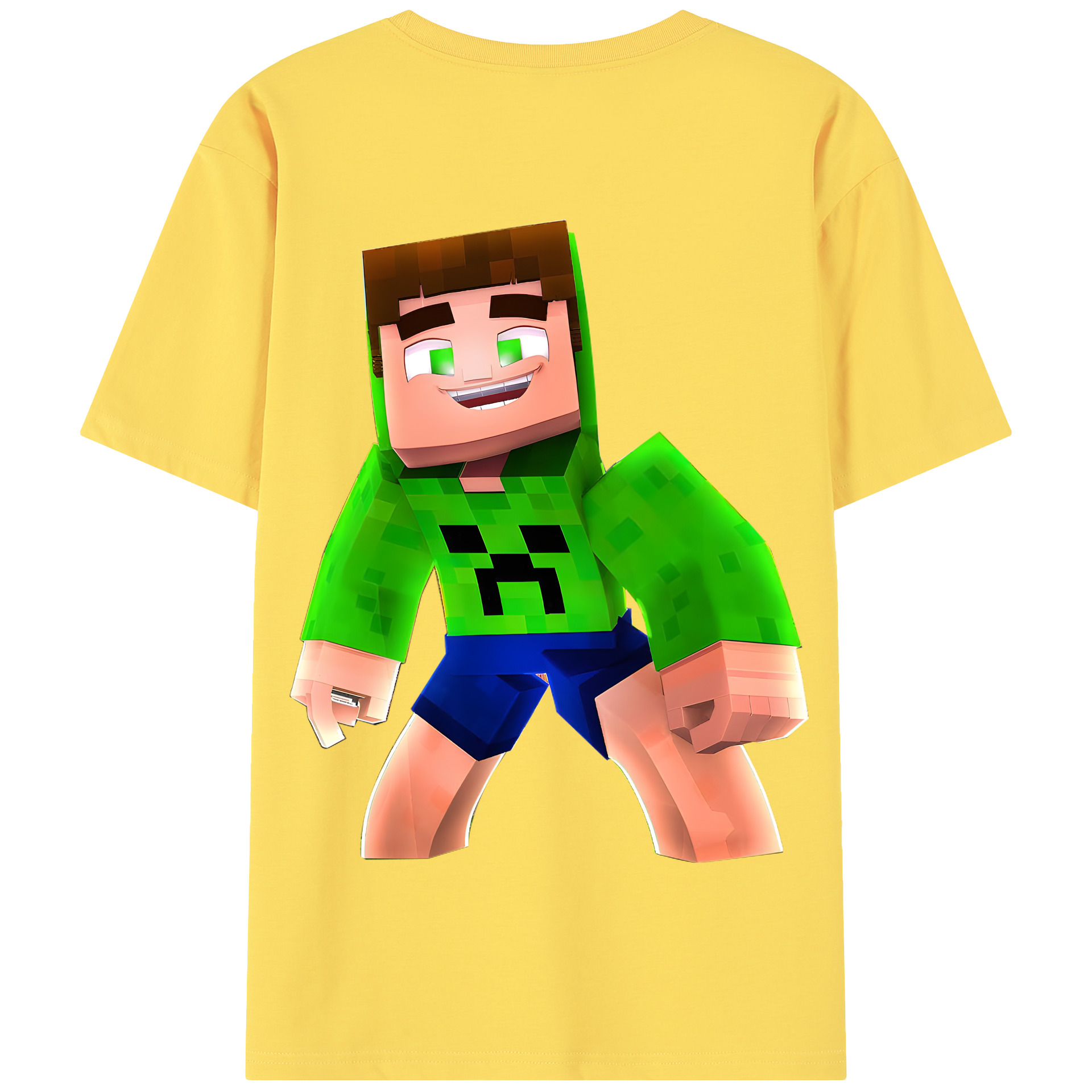 （画像用） マインクラフト ブロックの世界 Minecraft MC Block world 綿100％半袖Tシャツ（背面プリント）