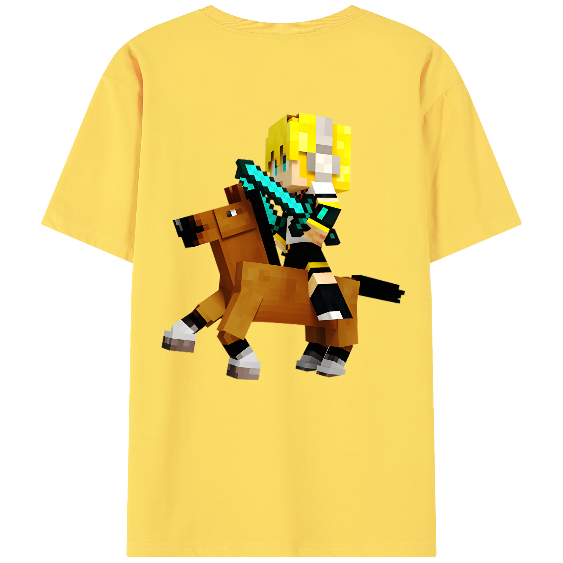 （画像用） マインクラフト ブロックの世界 Minecraft MC Block world 綿100％半袖Tシャツ（背面プリント）