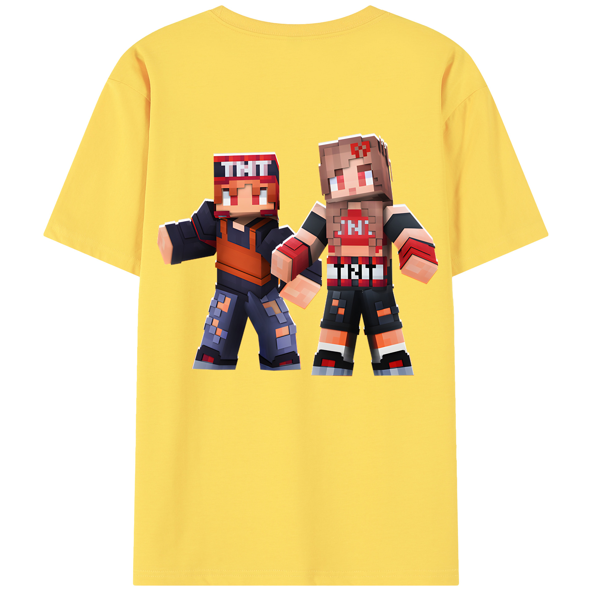 （画像用） マインクラフト ブロックの世界 Minecraft MC Block world 綿100％半袖Tシャツ（背面プリント）