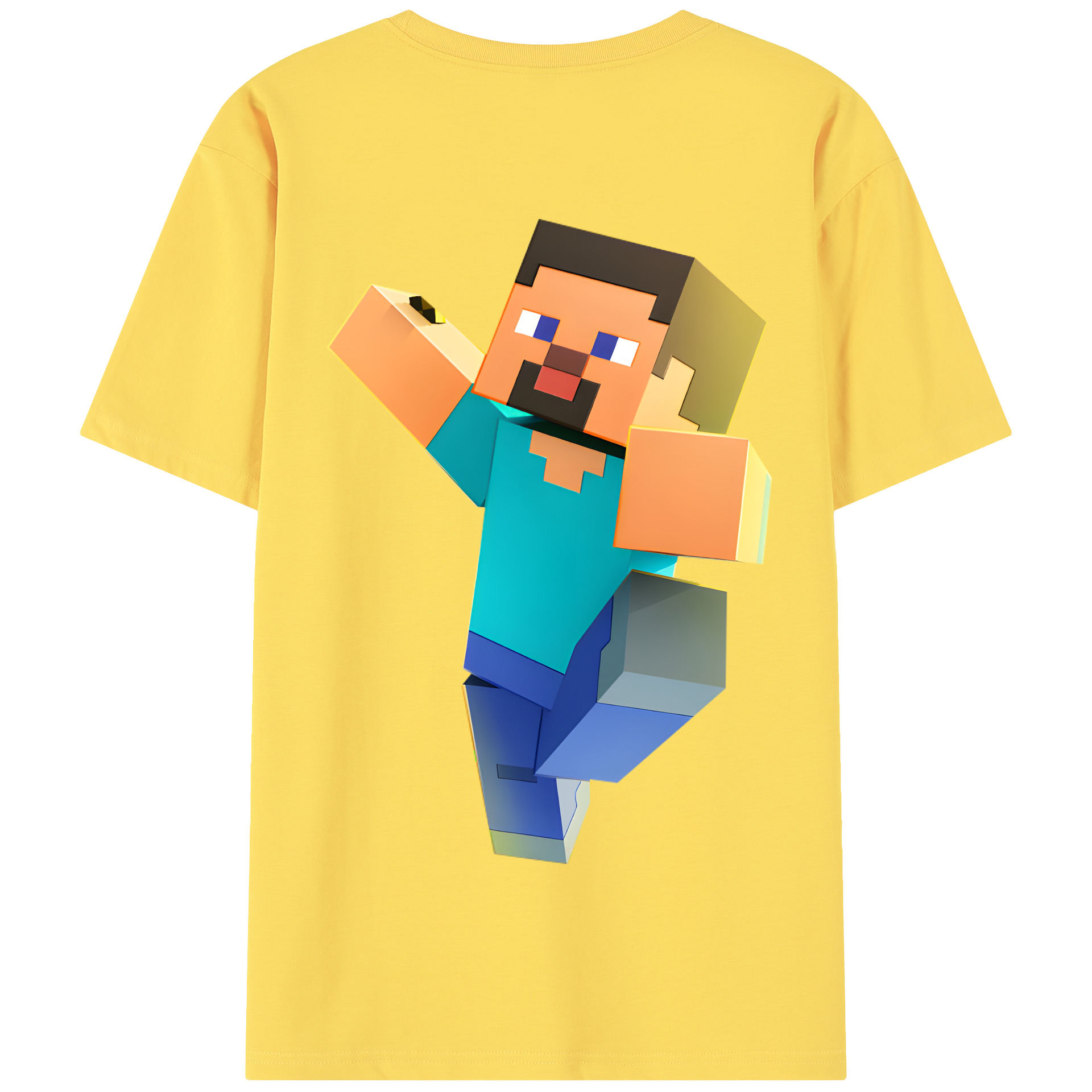 （画像用） マインクラフト ブロックの世界 Minecraft MC Block world 綿100％半袖Tシャツ（背面プリント）
