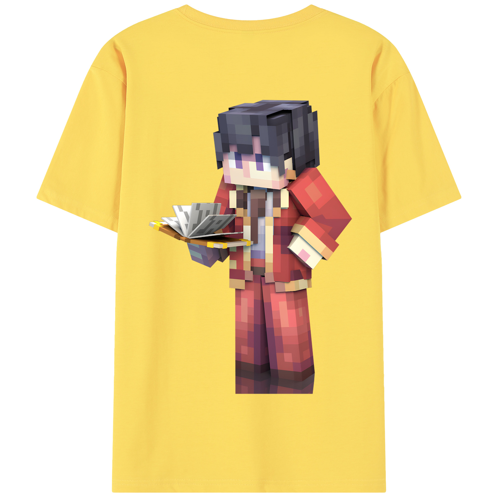 （画像用） マインクラフト ブロックの世界 Minecraft MC Block world 綿100％半袖Tシャツ（背面プリント）