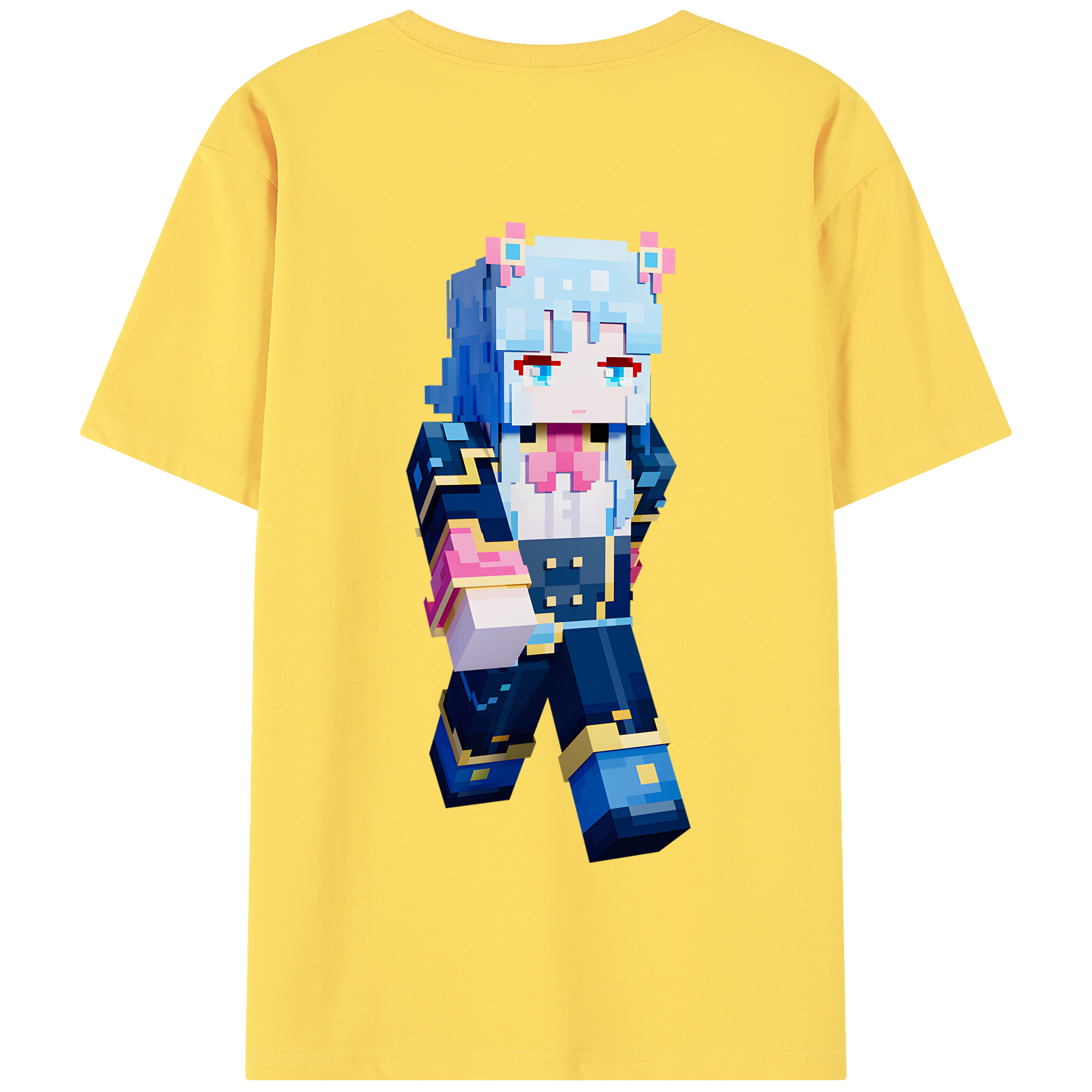 （画像用） マインクラフト ブロックの世界 Minecraft MC Block world 綿100％半袖Tシャツ（背面プリント）