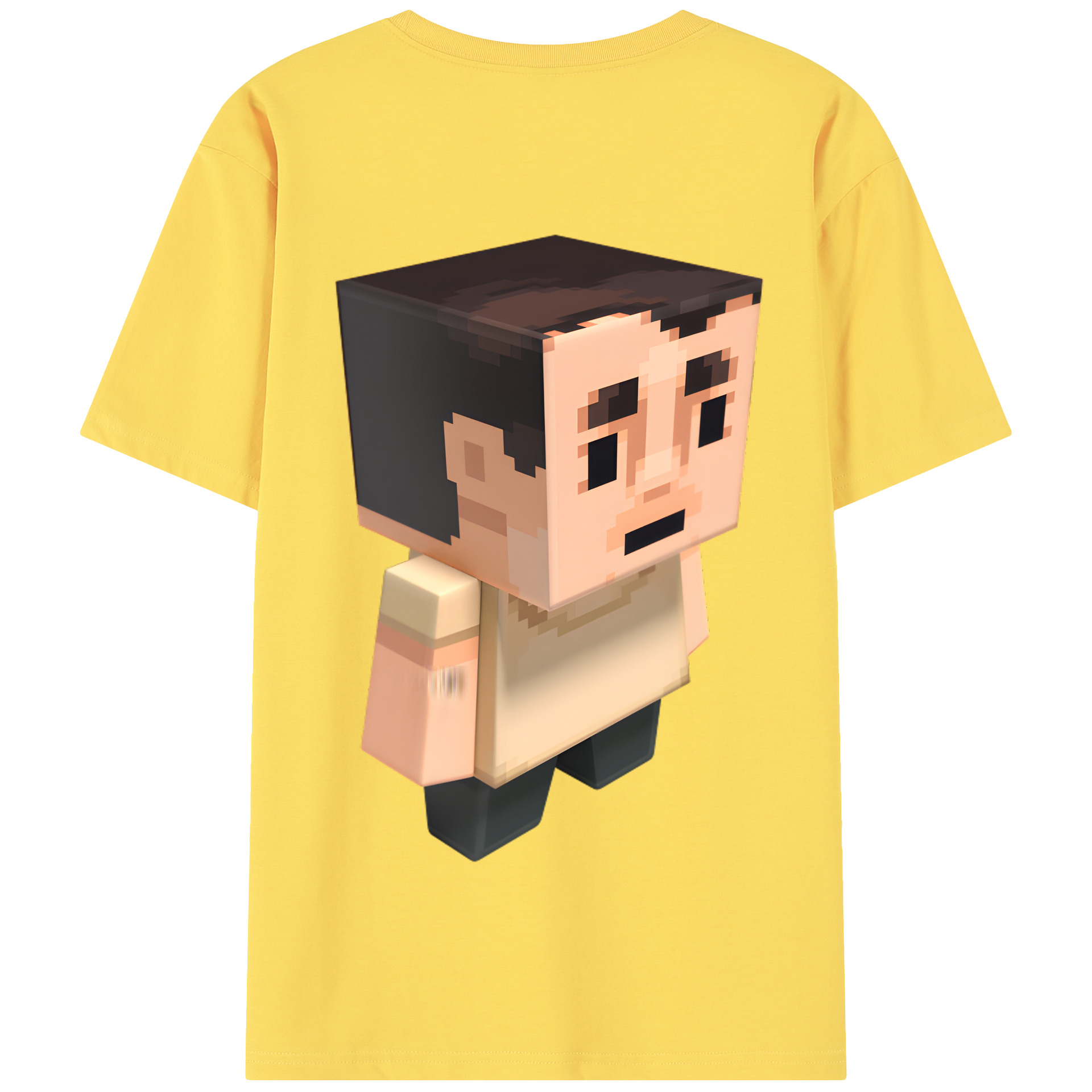 （画像用） マインクラフト ブロックの世界 Minecraft MC Block world 綿100％半袖Tシャツ（背面プリント）