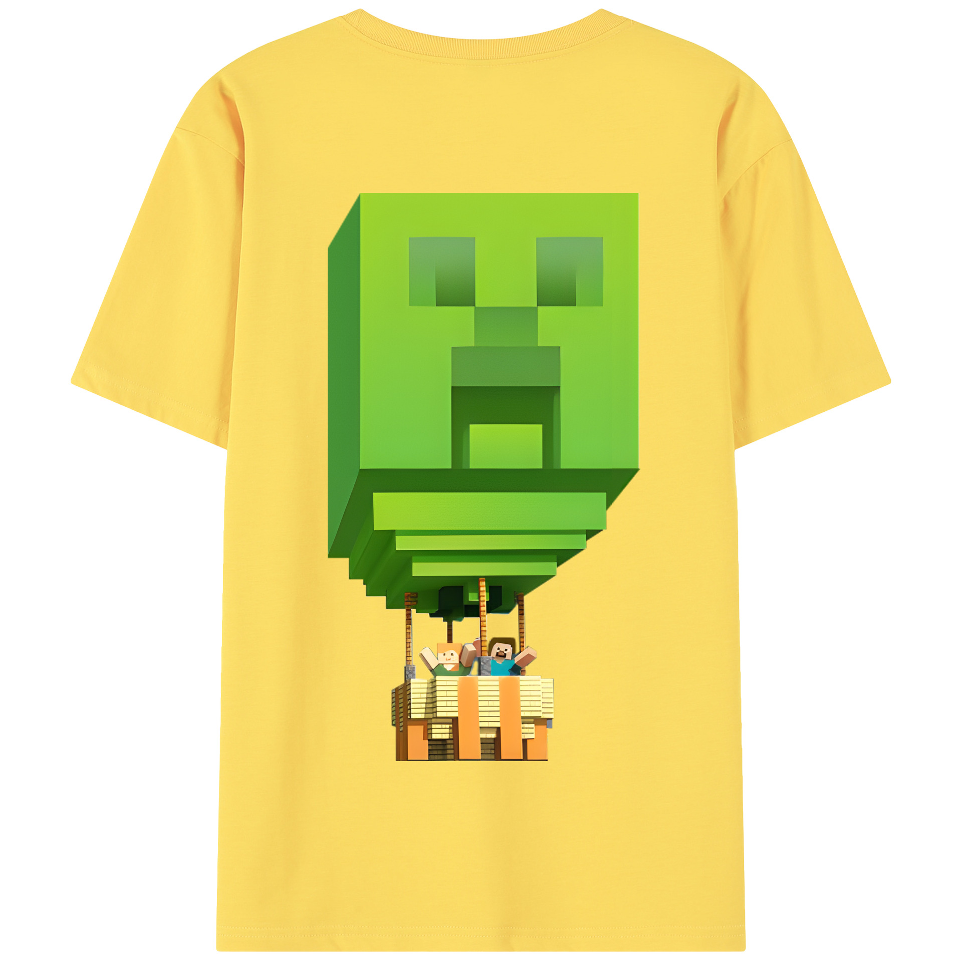 （画像用） マインクラフト ブロックの世界 Minecraft MC Block world 綿100％半袖Tシャツ（背面プリント）