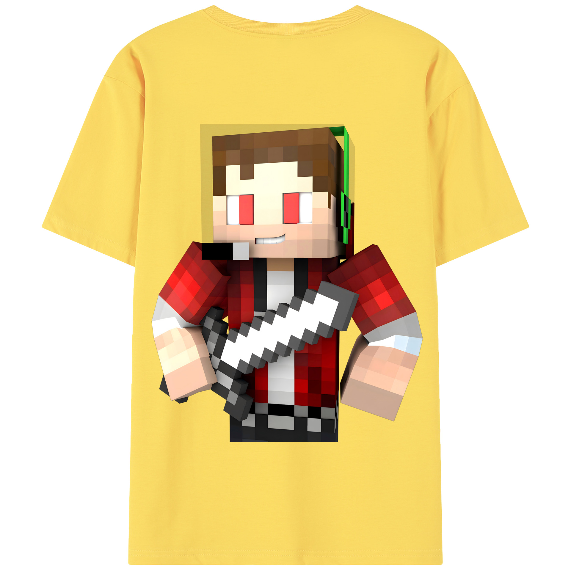（画像用） マインクラフト ブロックの世界 Minecraft MC Block world 綿100％半袖Tシャツ（背面プリント）
