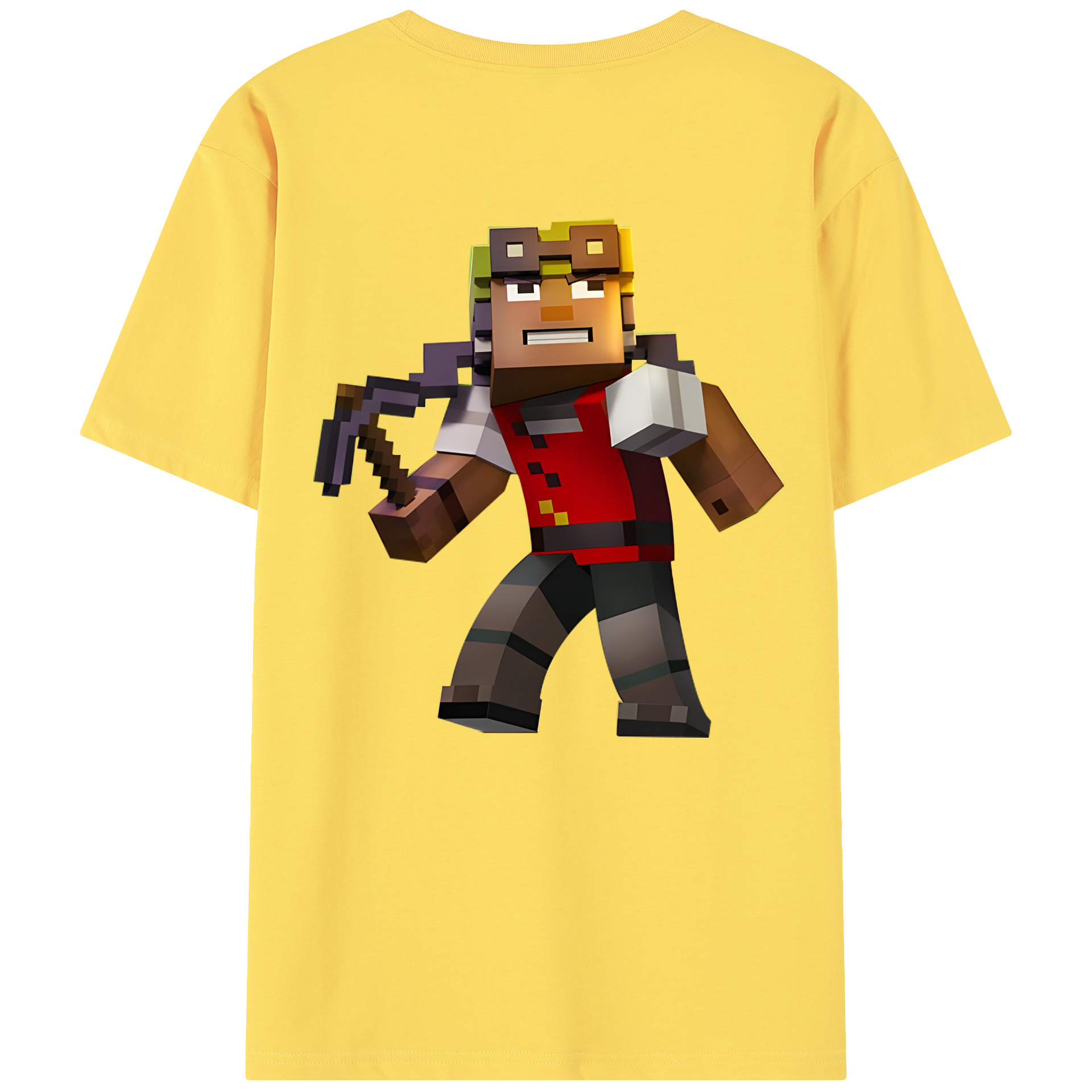 （画像用） マインクラフト ブロックの世界 Minecraft MC Block world 綿100％半袖Tシャツ（背面プリント）