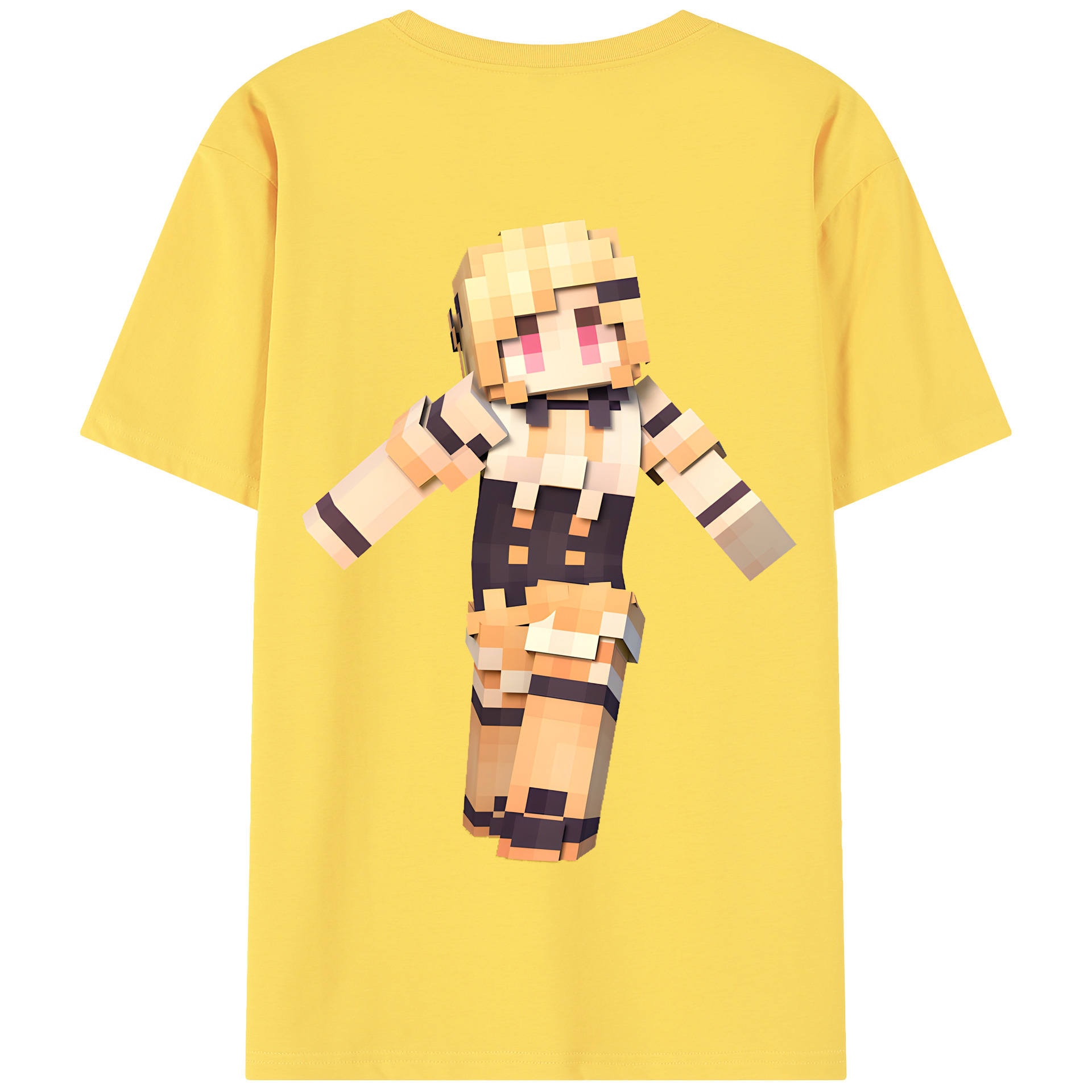 （画像用） マインクラフト ブロックの世界 Minecraft MC Block world 綿100％半袖Tシャツ（背面プリント）